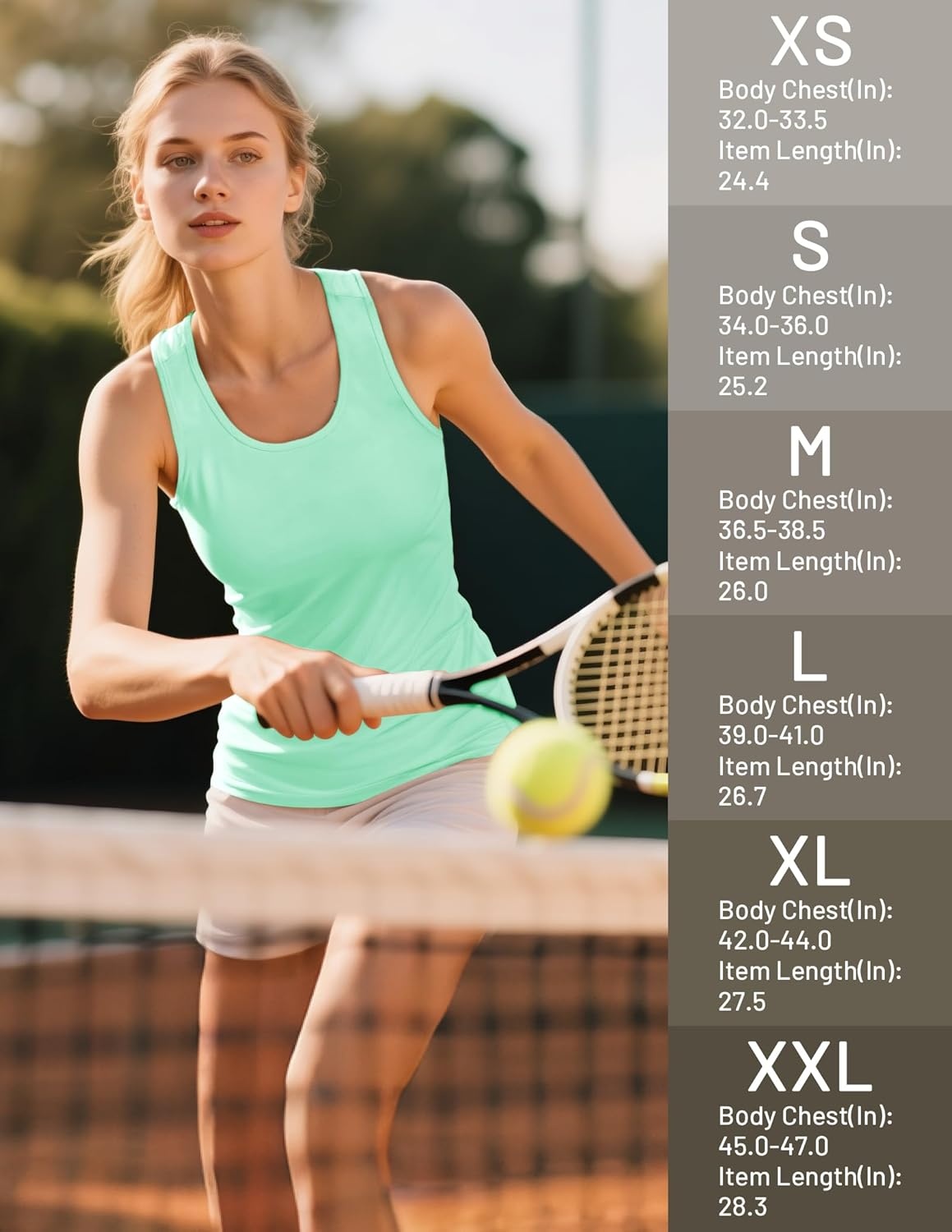 image:imageMIER Womens Workout Tank Tops Sleeveless Yoga Athletic Running Dry Fit Shirts Racerback Soft Gym Muscle Tee Scoop NeckMint Green