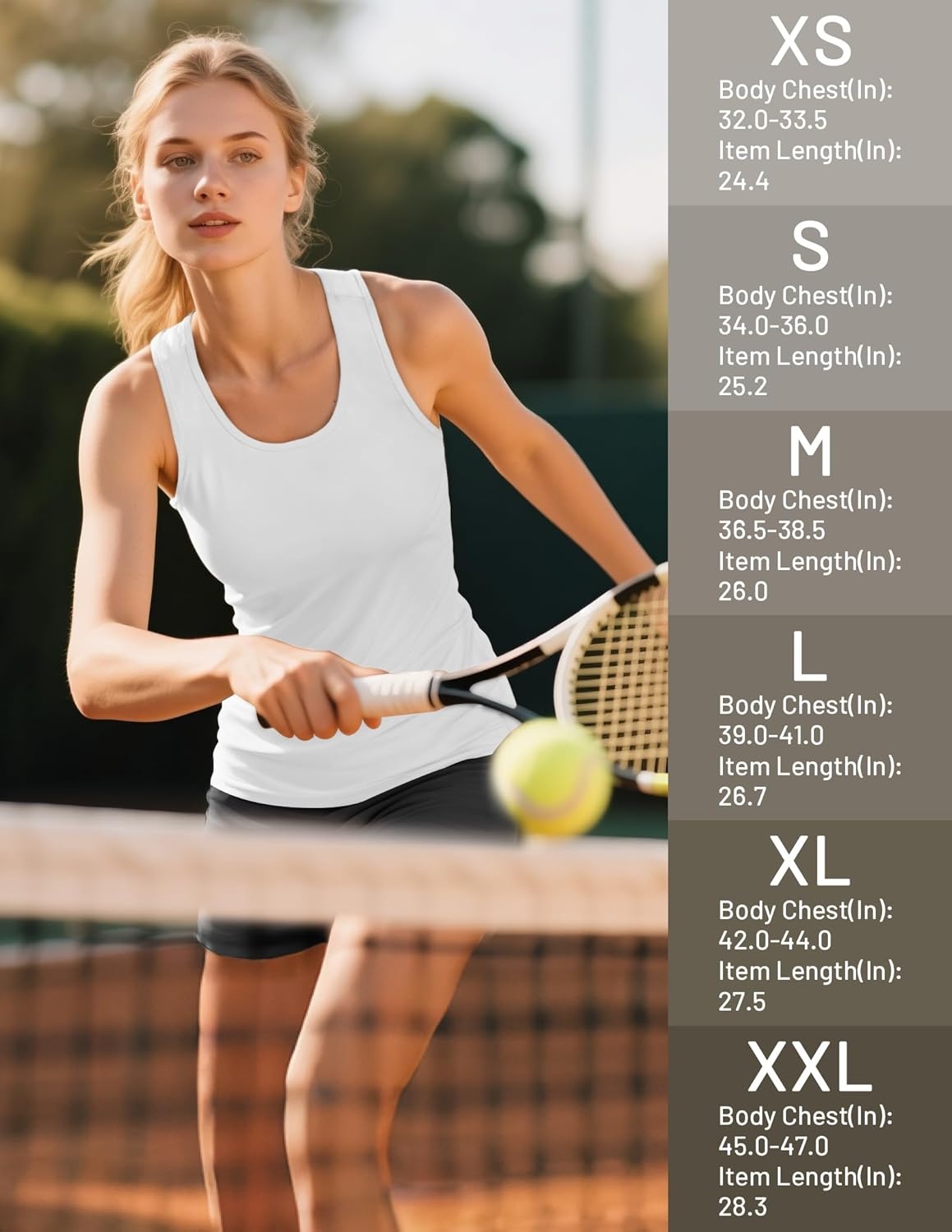image:imageMIER Womens Workout Tank Tops Sleeveless Yoga Athletic Running Dry Fit Shirts Racerback Soft Gym Muscle Tee Scoop NeckWhite
