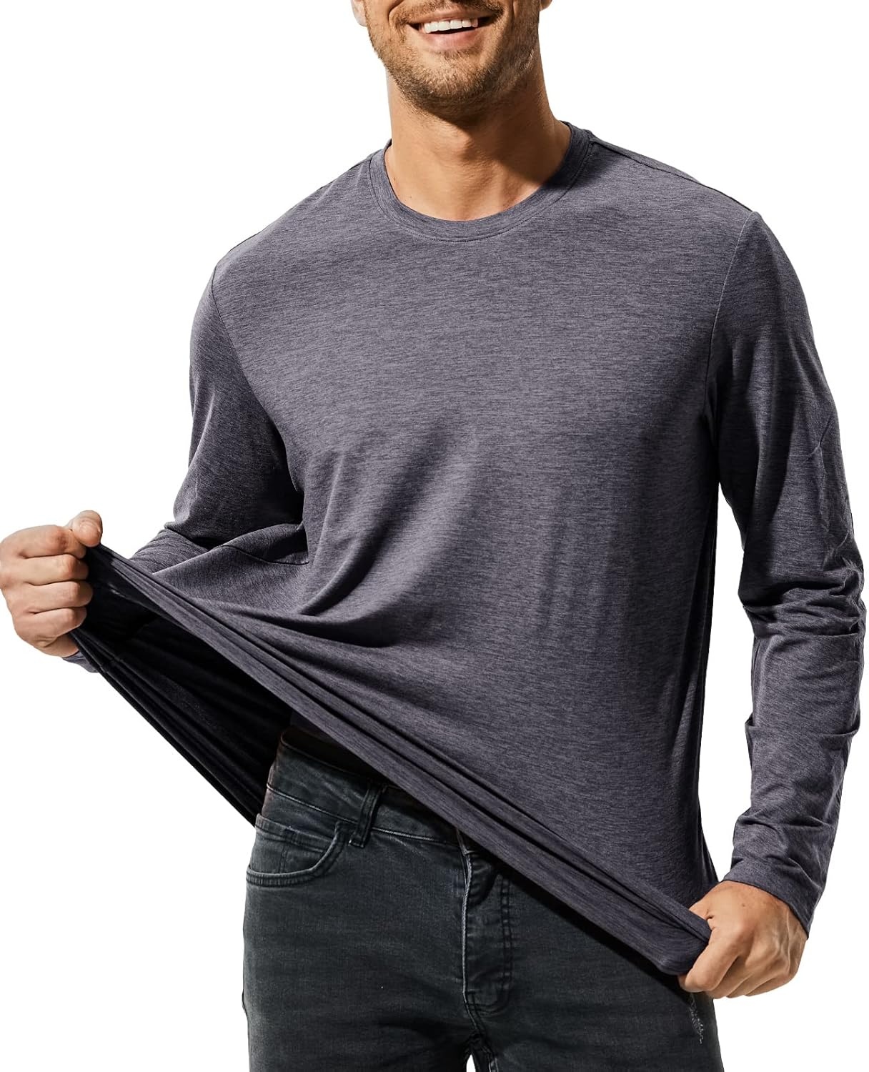 image:imageMIER XSofort Mens Long Sleeve TShirts Lightweight Super Soft Athletic Crew Neck Tees for Running Lounging Casual WorkoutCharcoal