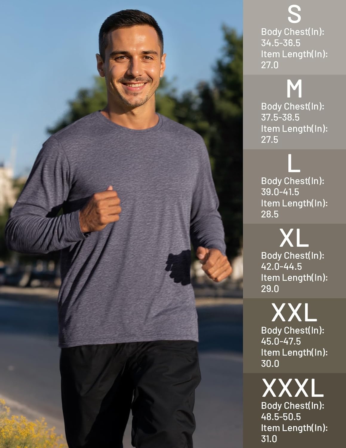 image:imageMIER XSofort Mens Long Sleeve TShirts Lightweight Super Soft Athletic Crew Neck Tees for Running Lounging Casual WorkoutCharcoal