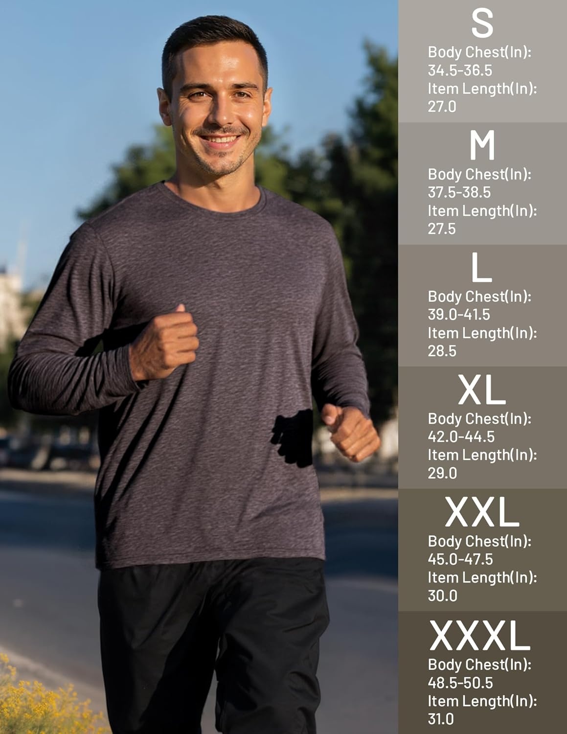 image:imageMIER XSofort Mens Long Sleeve TShirts Lightweight Super Soft Athletic Crew Neck Tees for Running Lounging Casual WorkoutDark Brown Heather
