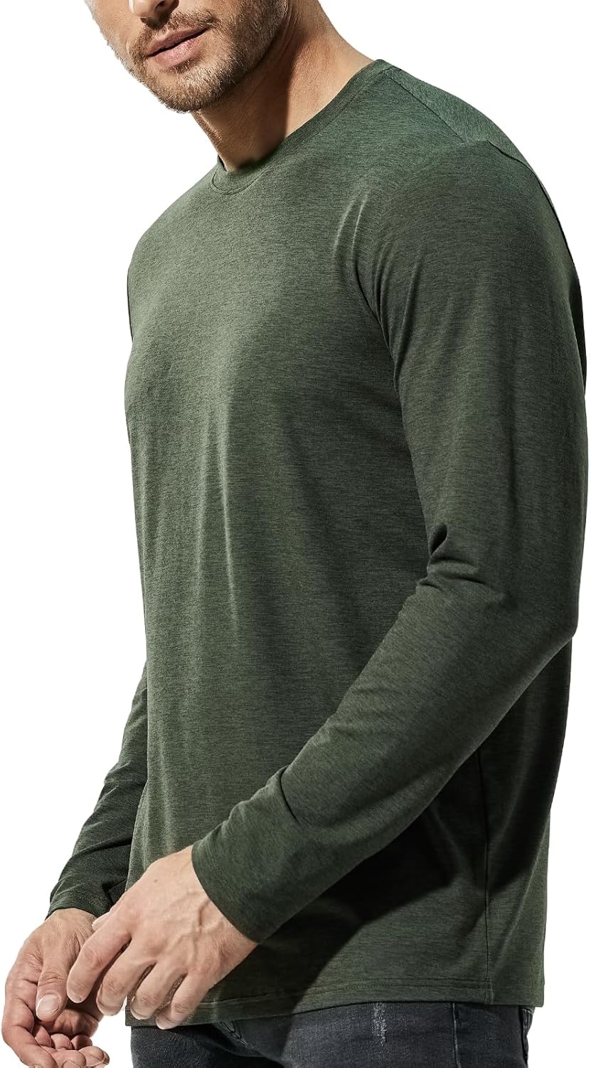 image:imageMIER XSofort Mens Long Sleeve TShirts Lightweight Super Soft Athletic Crew Neck Tees for Running Lounging Casual WorkoutDark Green Heather
