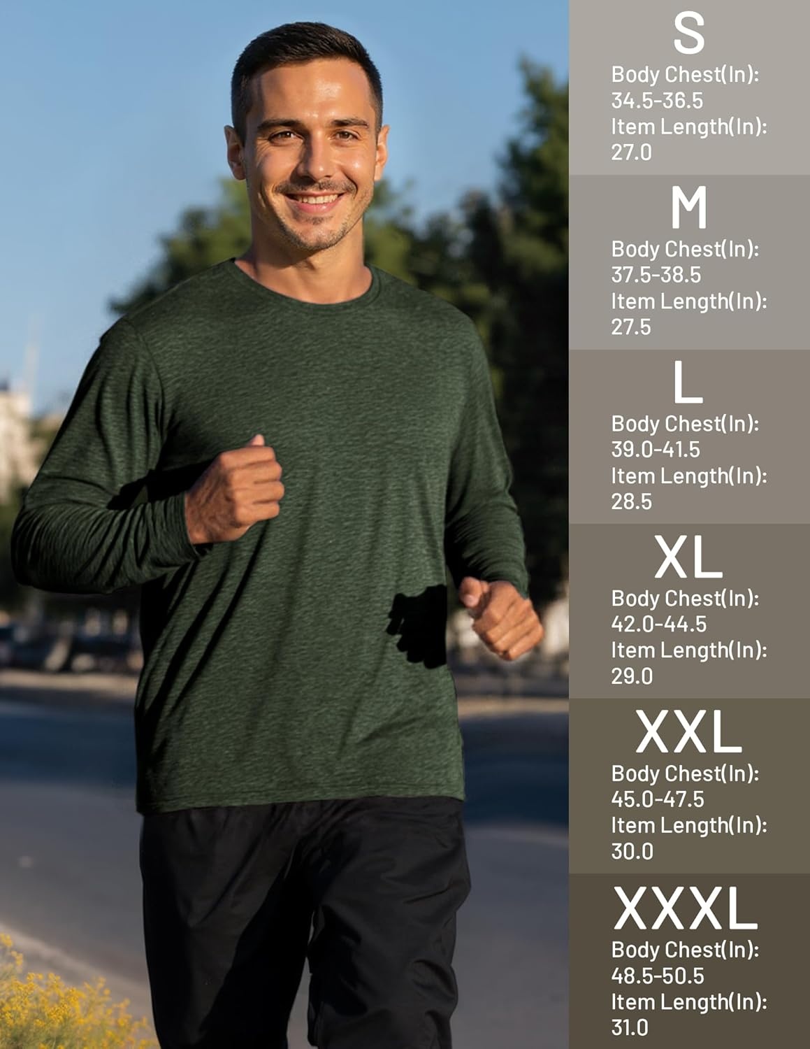 image:imageMIER XSofort Mens Long Sleeve TShirts Lightweight Super Soft Athletic Crew Neck Tees for Running Lounging Casual WorkoutDark Green Heather