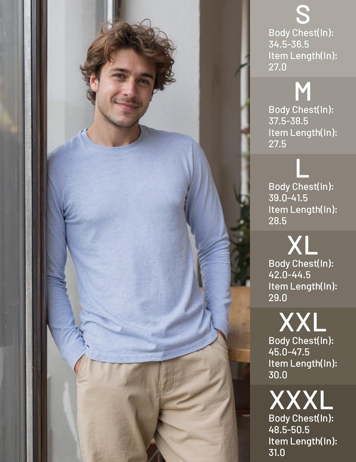 image:imageMIER XSofort Mens Long Sleeve TShirts Lightweight Super Soft Athletic Crew Neck Tees for Running Lounging Casual WorkoutHeather Blue