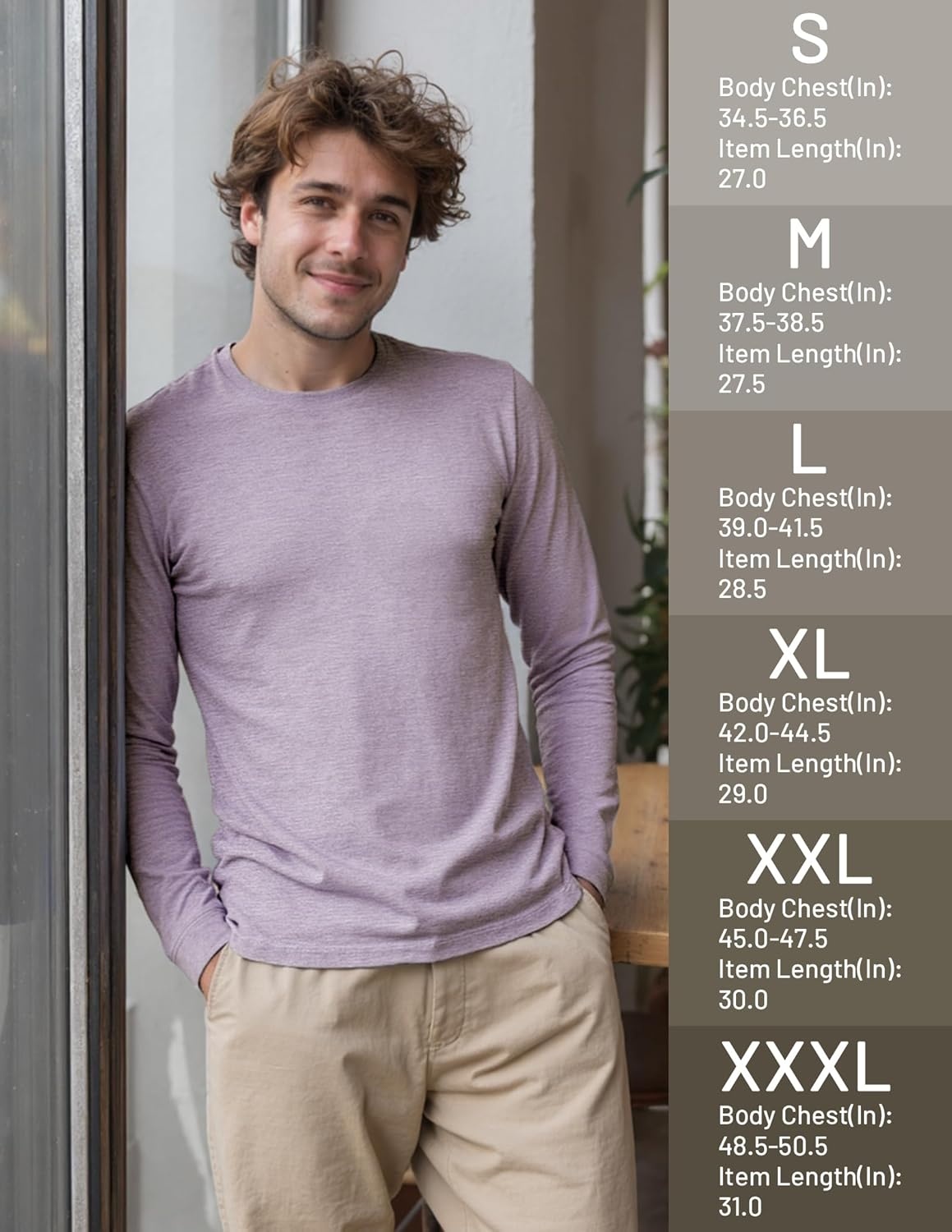 image:imageMIER XSofort Mens Long Sleeve TShirts Lightweight Super Soft Athletic Crew Neck Tees for Running Lounging Casual WorkoutLavender Heather