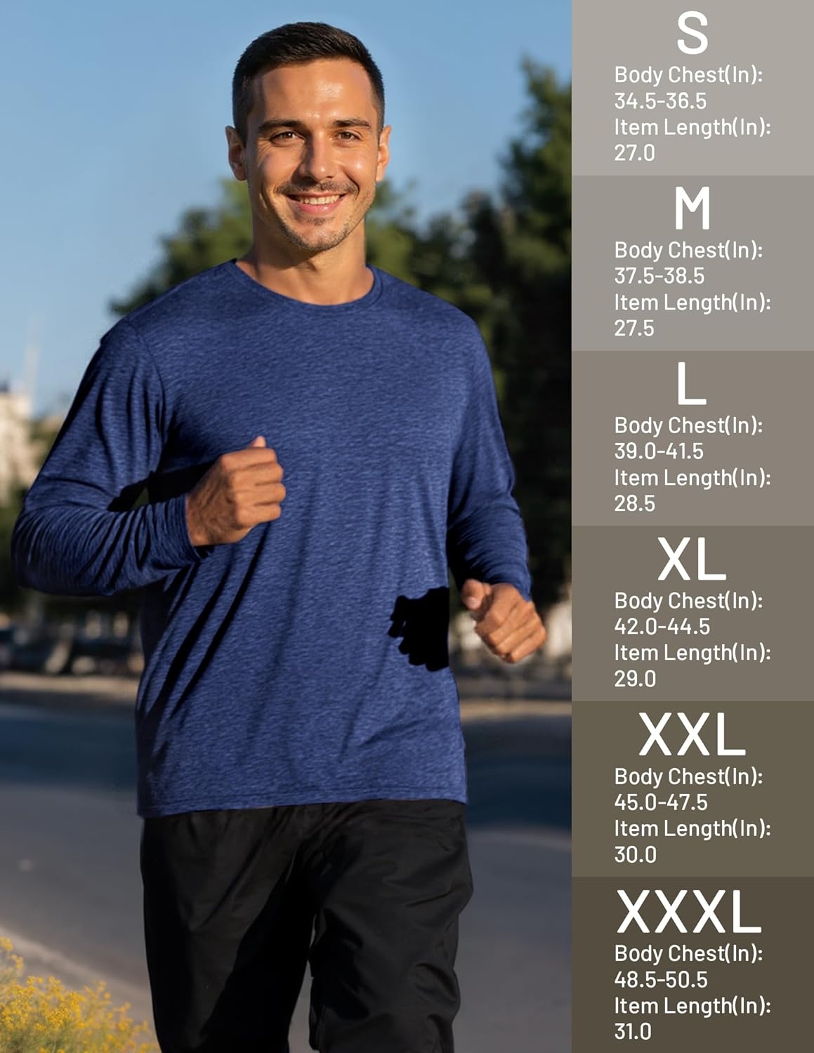 image:imageMIER XSofort Mens Long Sleeve TShirts Lightweight Super Soft Athletic Crew Neck Tees for Running Lounging Casual WorkoutNavy Heather