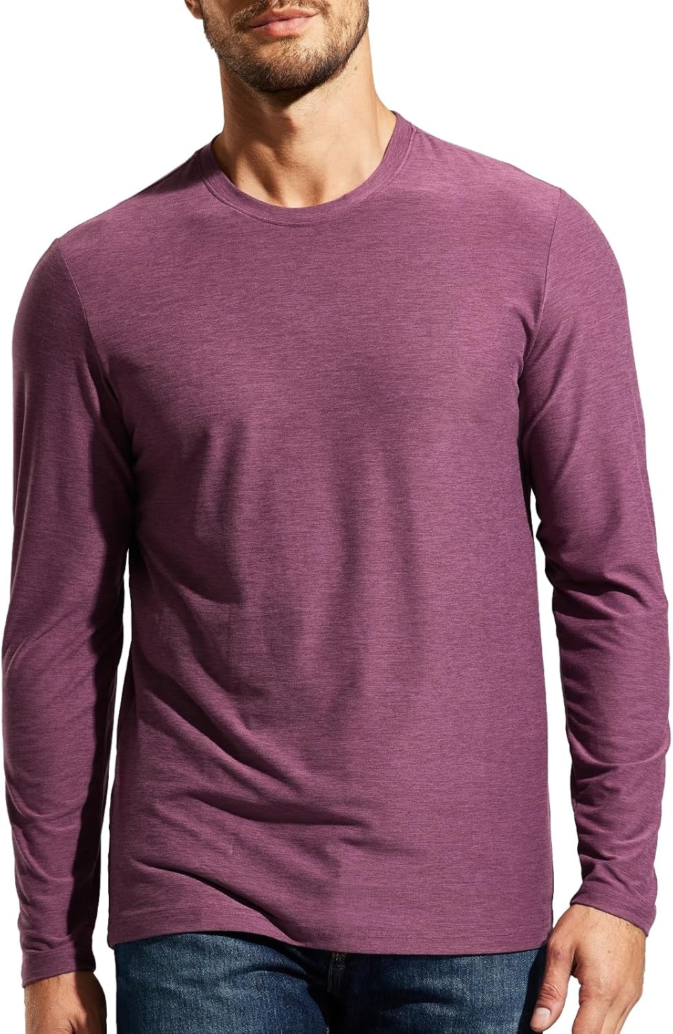 image:imageMIER XSofort Mens Long Sleeve TShirts Lightweight Super Soft Athletic Crew Neck Tees for Running Lounging Casual WorkoutPlum Heather