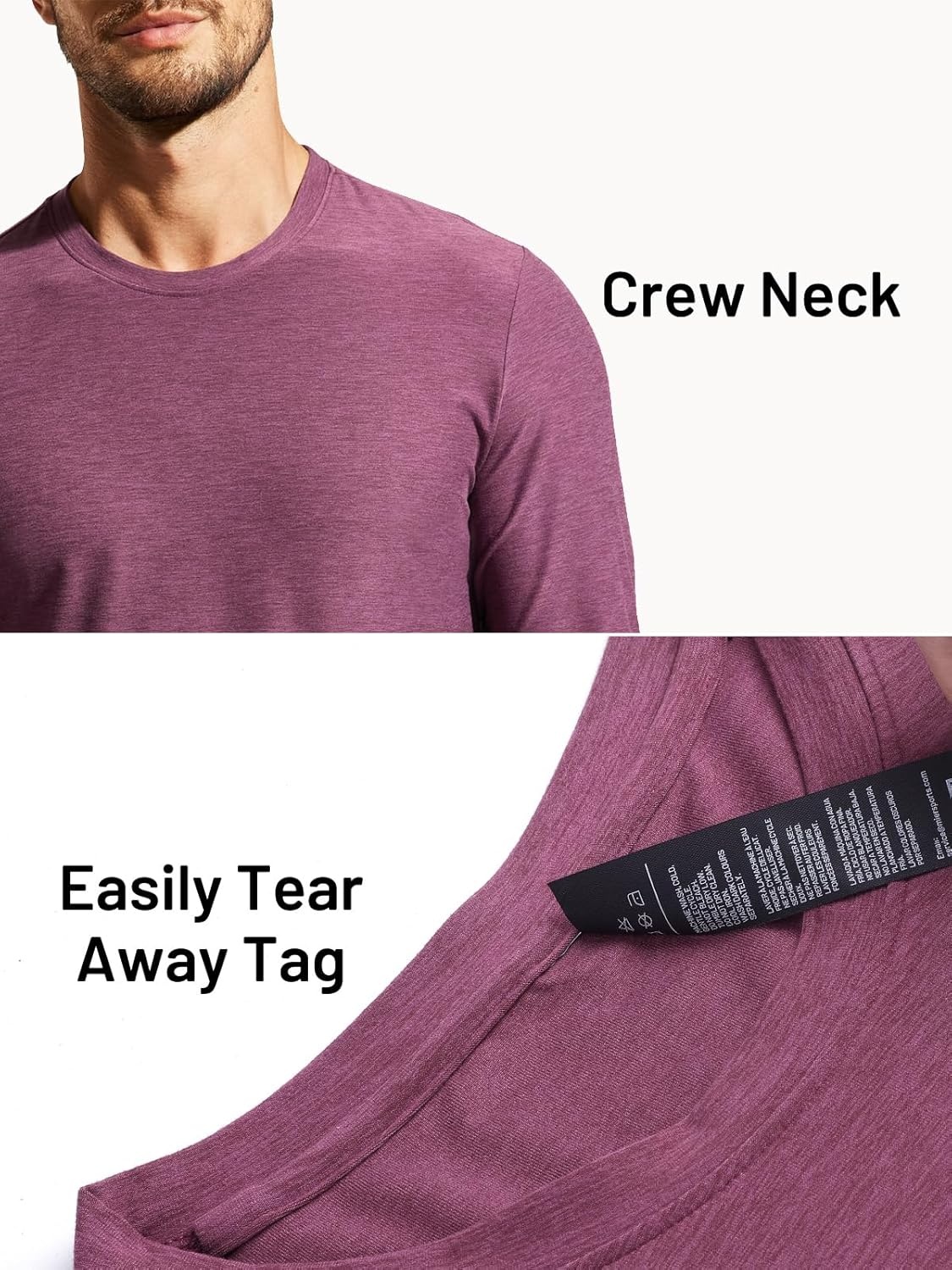 image:imageMIER XSofort Mens Long Sleeve TShirts Lightweight Super Soft Athletic Crew Neck Tees for Running Lounging Casual WorkoutPlum Heather