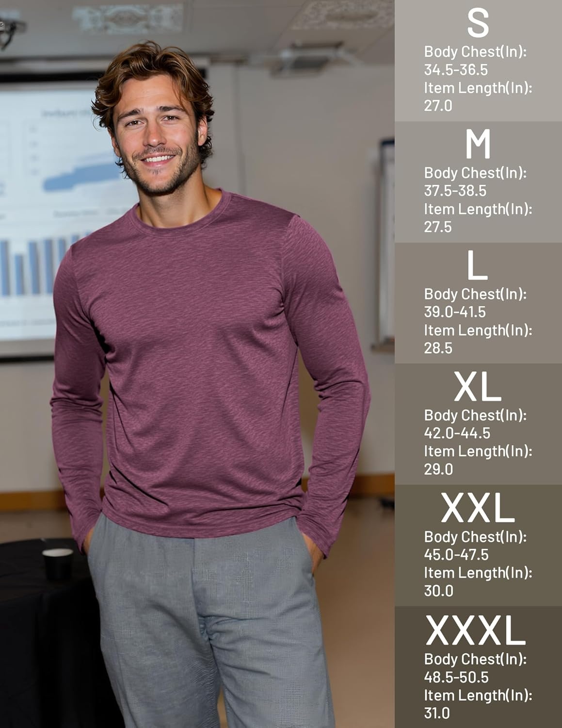 image:imageMIER XSofort Mens Long Sleeve TShirts Lightweight Super Soft Athletic Crew Neck Tees for Running Lounging Casual WorkoutPlum Heather