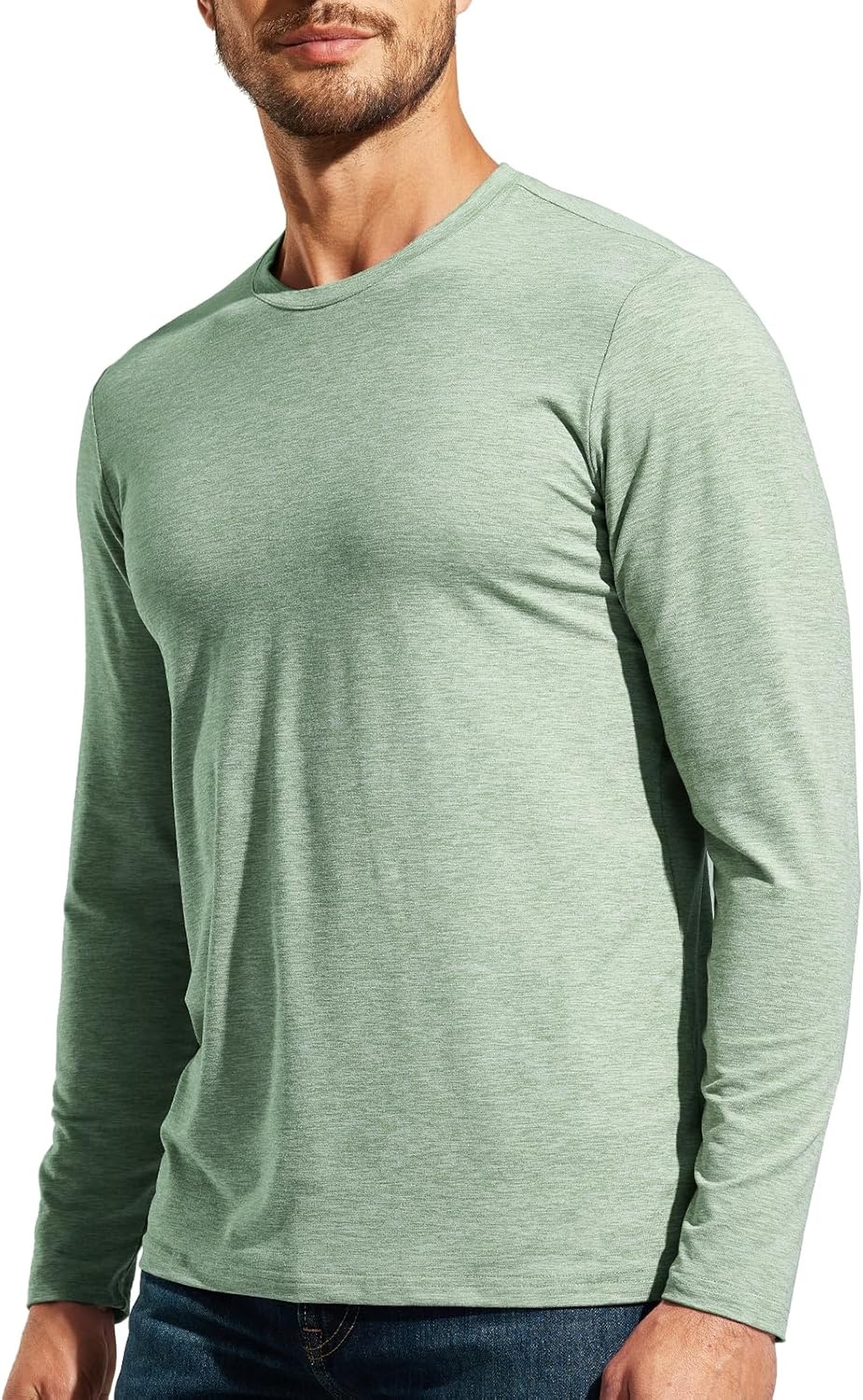 image:imageMIER XSofort Mens Long Sleeve TShirts Lightweight Super Soft Athletic Crew Neck Tees for Running Lounging Casual WorkoutSage Green Heather
