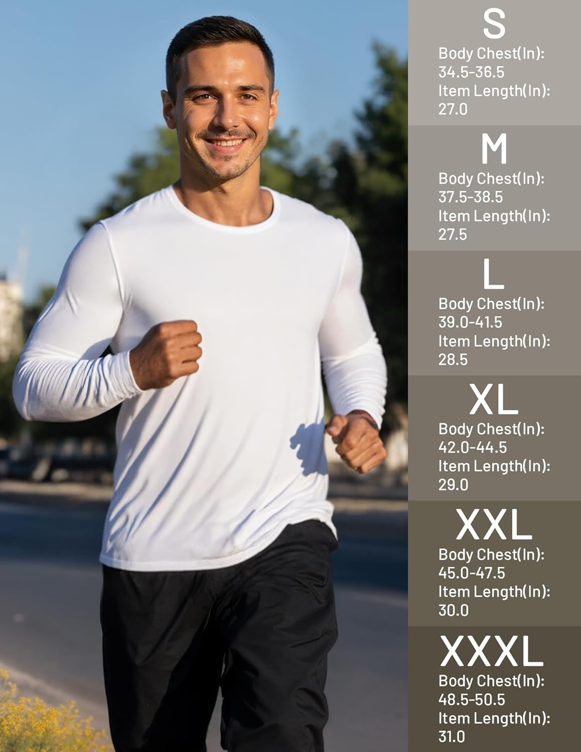image:imageMIER XSofort Mens Long Sleeve TShirts Lightweight Super Soft Athletic Crew Neck Tees for Running Lounging Casual WorkoutWhite