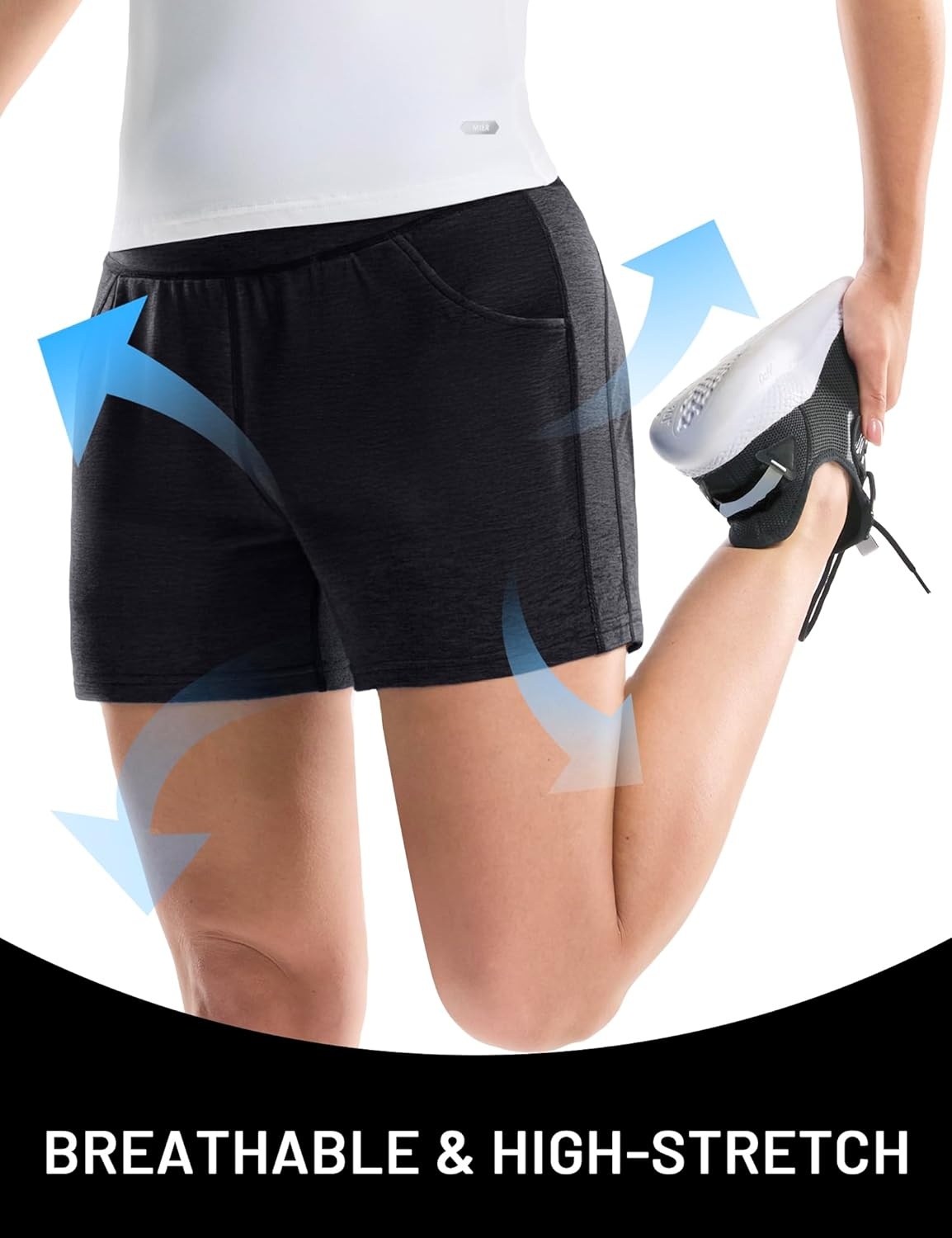 image:imageMIER XSofort Sweat Shorts for Women UltraSoft Quick Dry Summer Shorts for Athletic Running Casual Lounge Workout 3 PocketsHeather Black
