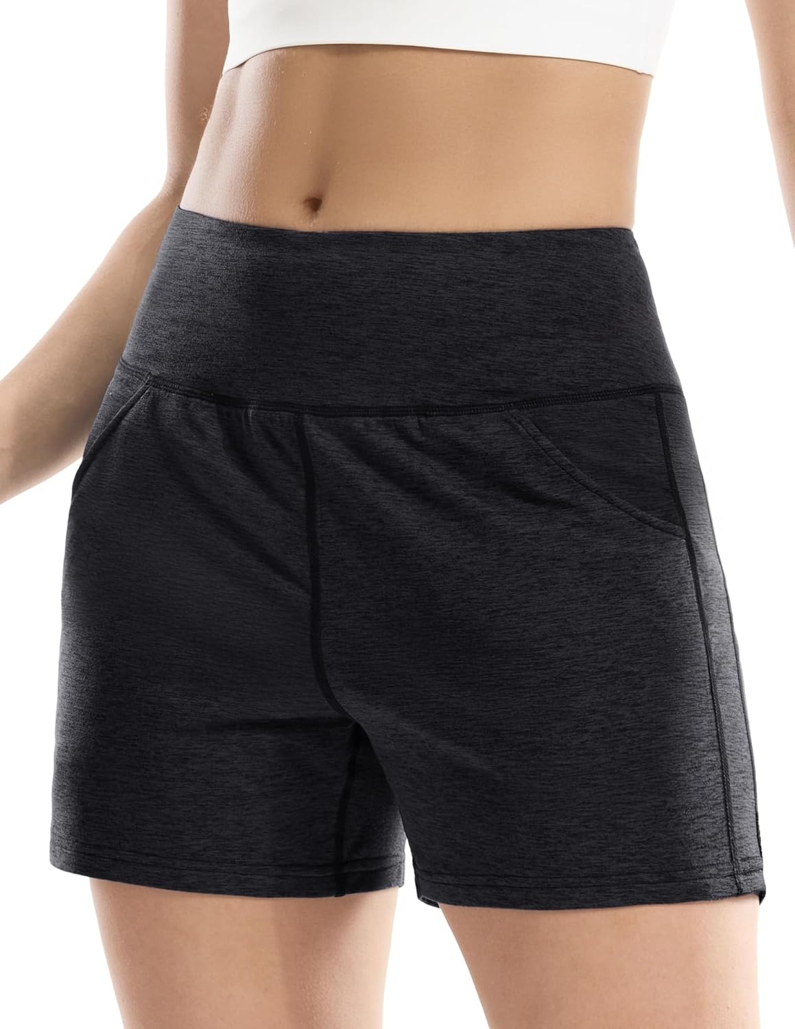 image:imageMIER XSofort Sweat Shorts for Women UltraSoft Quick Dry Summer Shorts for Athletic Running Casual Lounge Workout 3 PocketsHeather Black