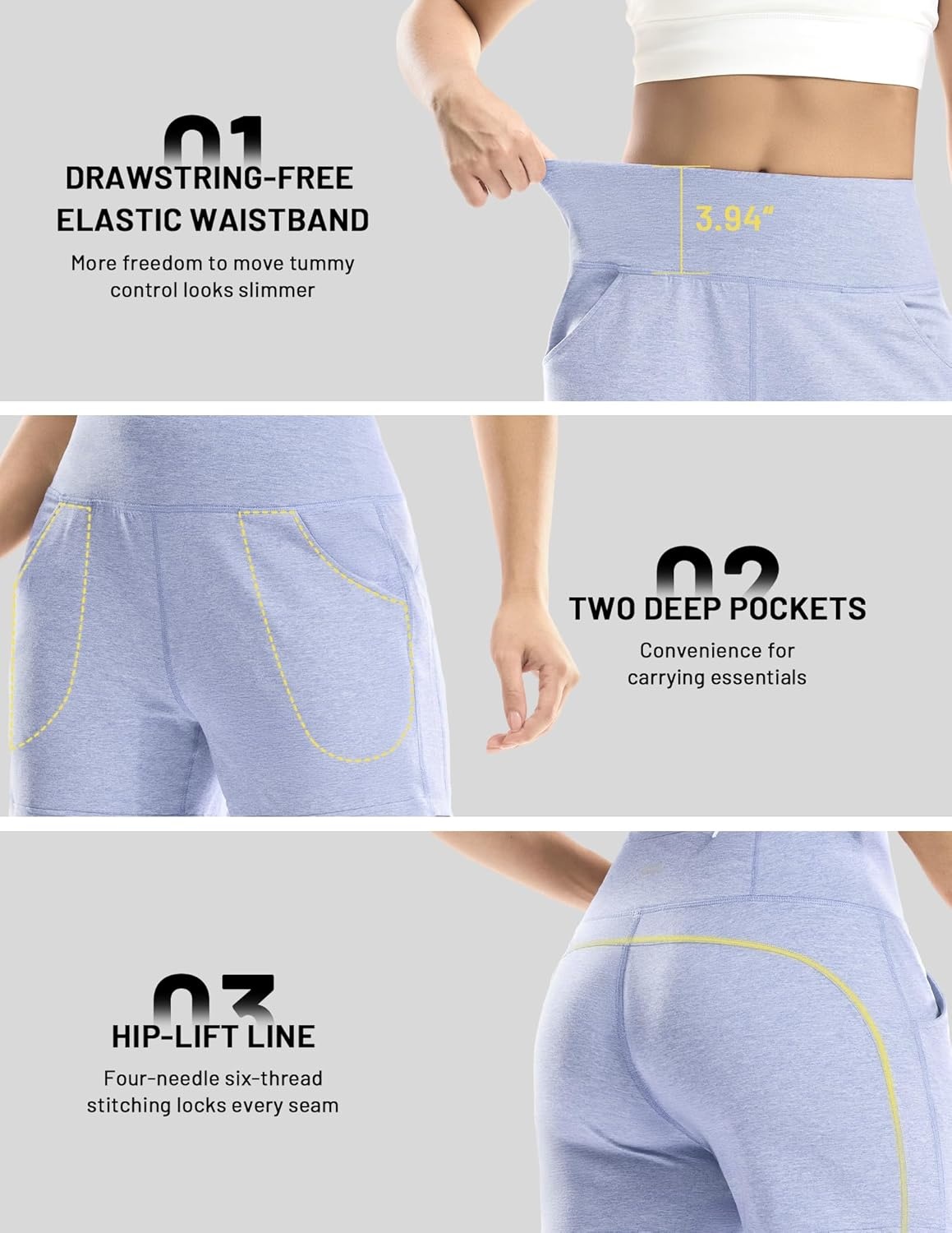 image:imageMIER XSofort Sweat Shorts for Women UltraSoft Quick Dry Summer Shorts for Athletic Running Casual Lounge Workout 3 PocketsHeather Blue