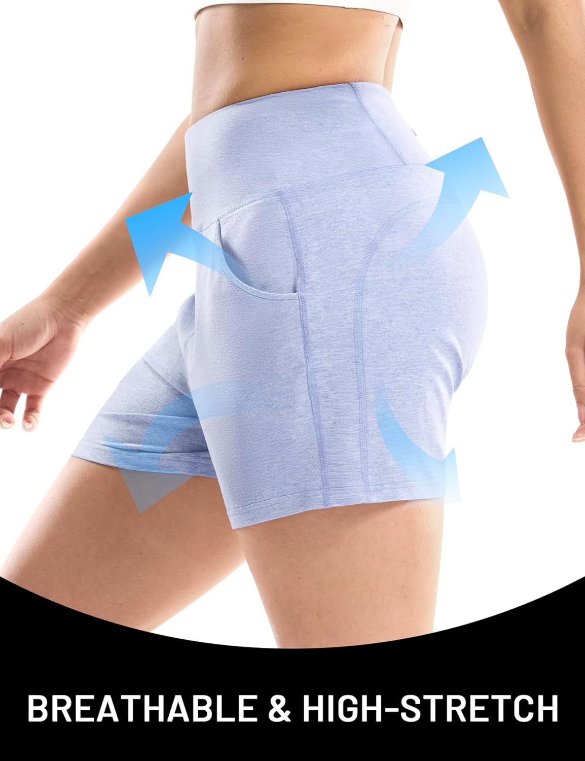 image:imageMIER XSofort Sweat Shorts for Women UltraSoft Quick Dry Summer Shorts for Athletic Running Casual Lounge Workout 3 PocketsHeather Blue