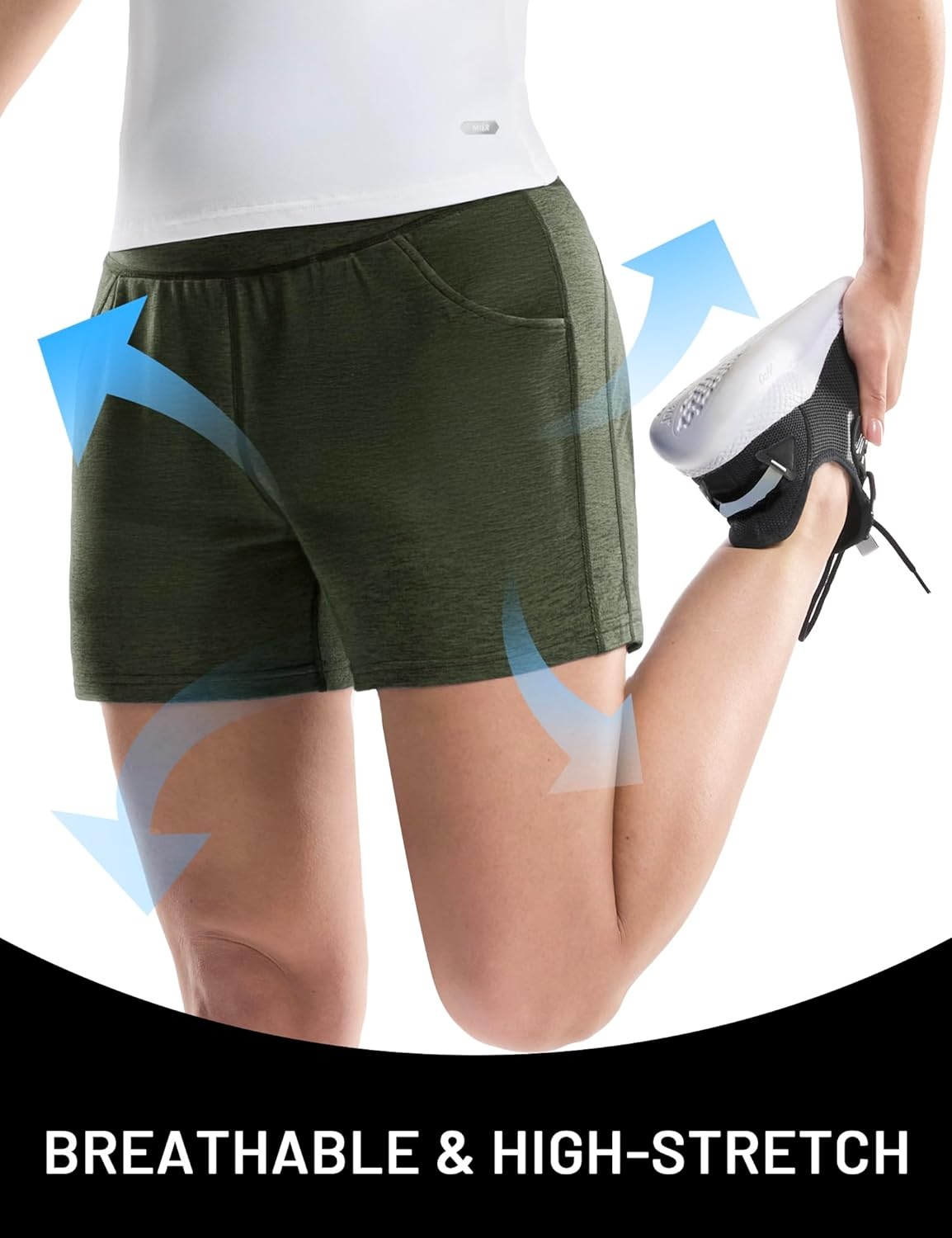 image:imageMIER XSofort Sweat Shorts for Women UltraSoft Quick Dry Summer Shorts for Athletic Running Casual Lounge Workout 3 PocketsHeather Dark Green