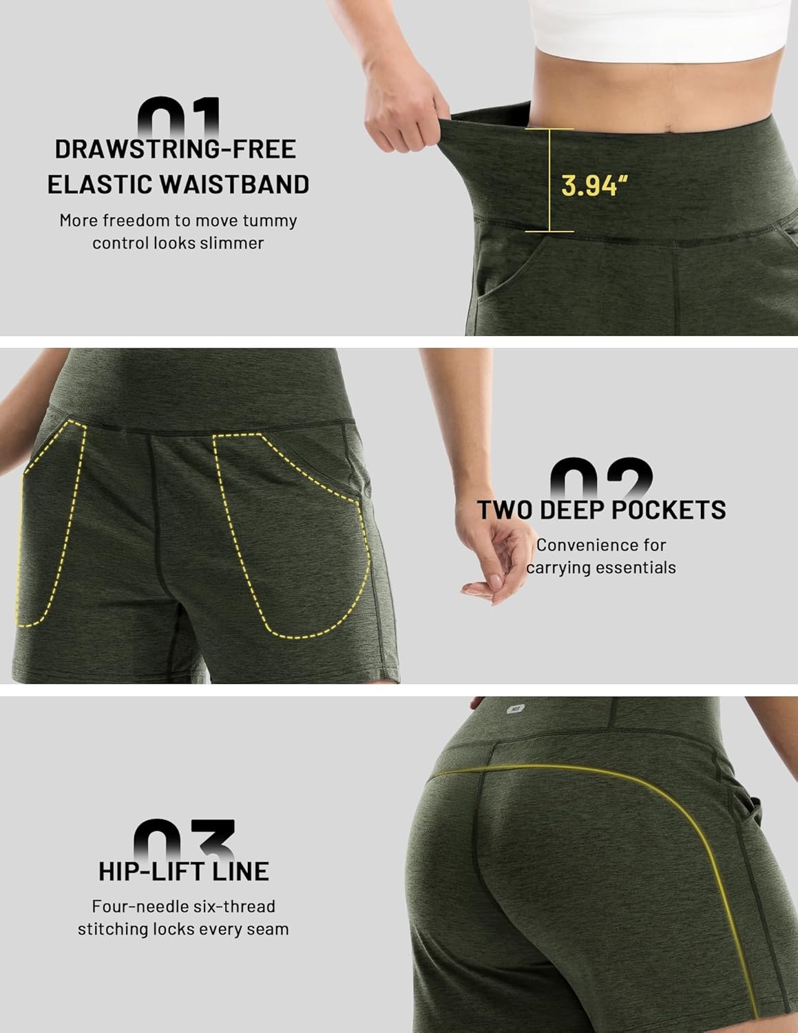 image:imageMIER XSofort Sweat Shorts for Women UltraSoft Quick Dry Summer Shorts for Athletic Running Casual Lounge Workout 3 PocketsHeather Dark Green