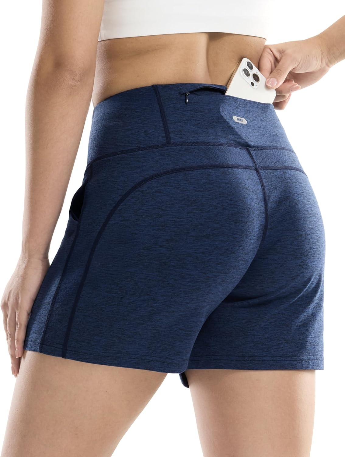 image:imageMIER XSofort Sweat Shorts for Women UltraSoft Quick Dry Summer Shorts for Athletic Running Casual Lounge Workout 3 PocketsHeather Navy
