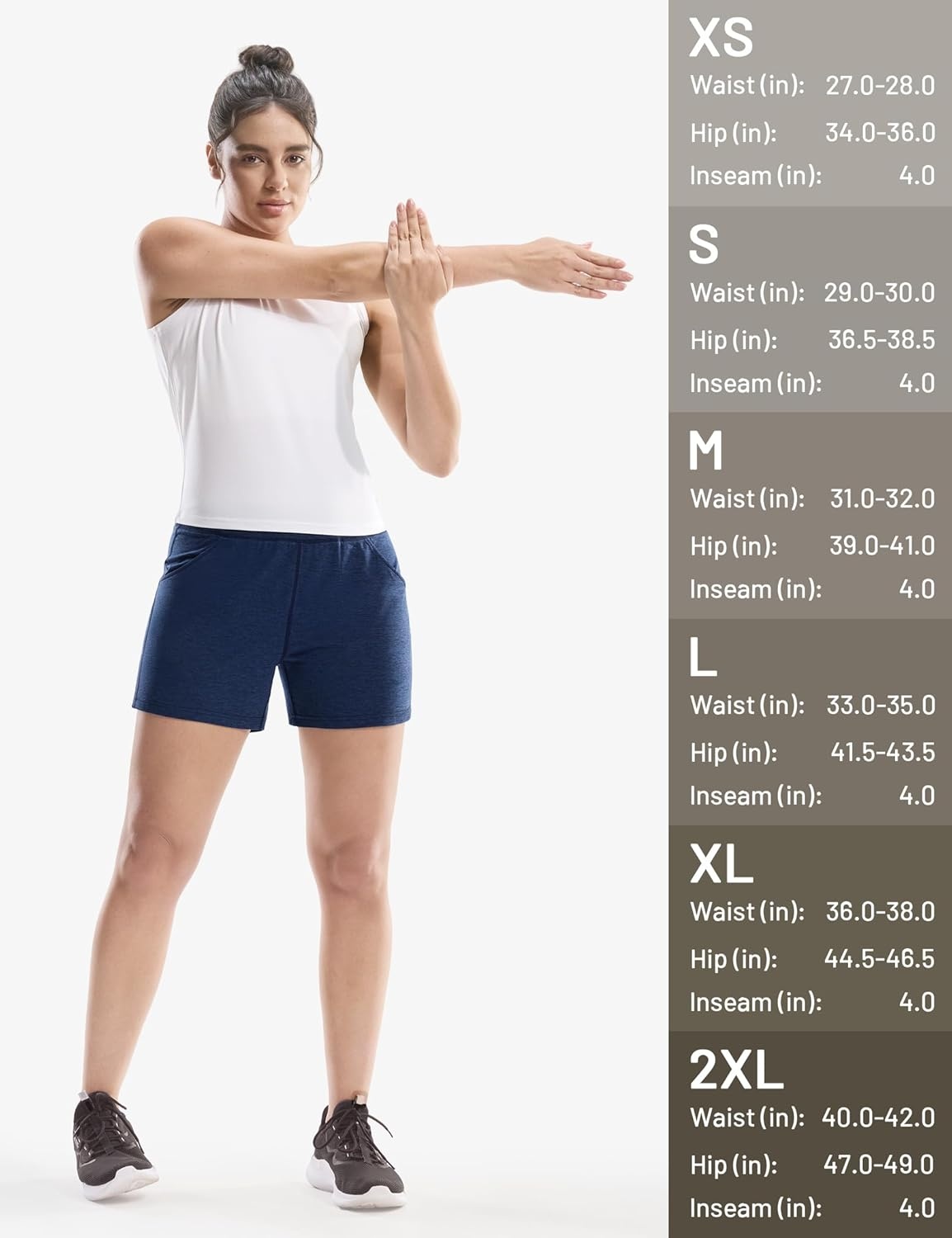image:imageMIER XSofort Sweat Shorts for Women UltraSoft Quick Dry Summer Shorts for Athletic Running Casual Lounge Workout 3 PocketsHeather Navy