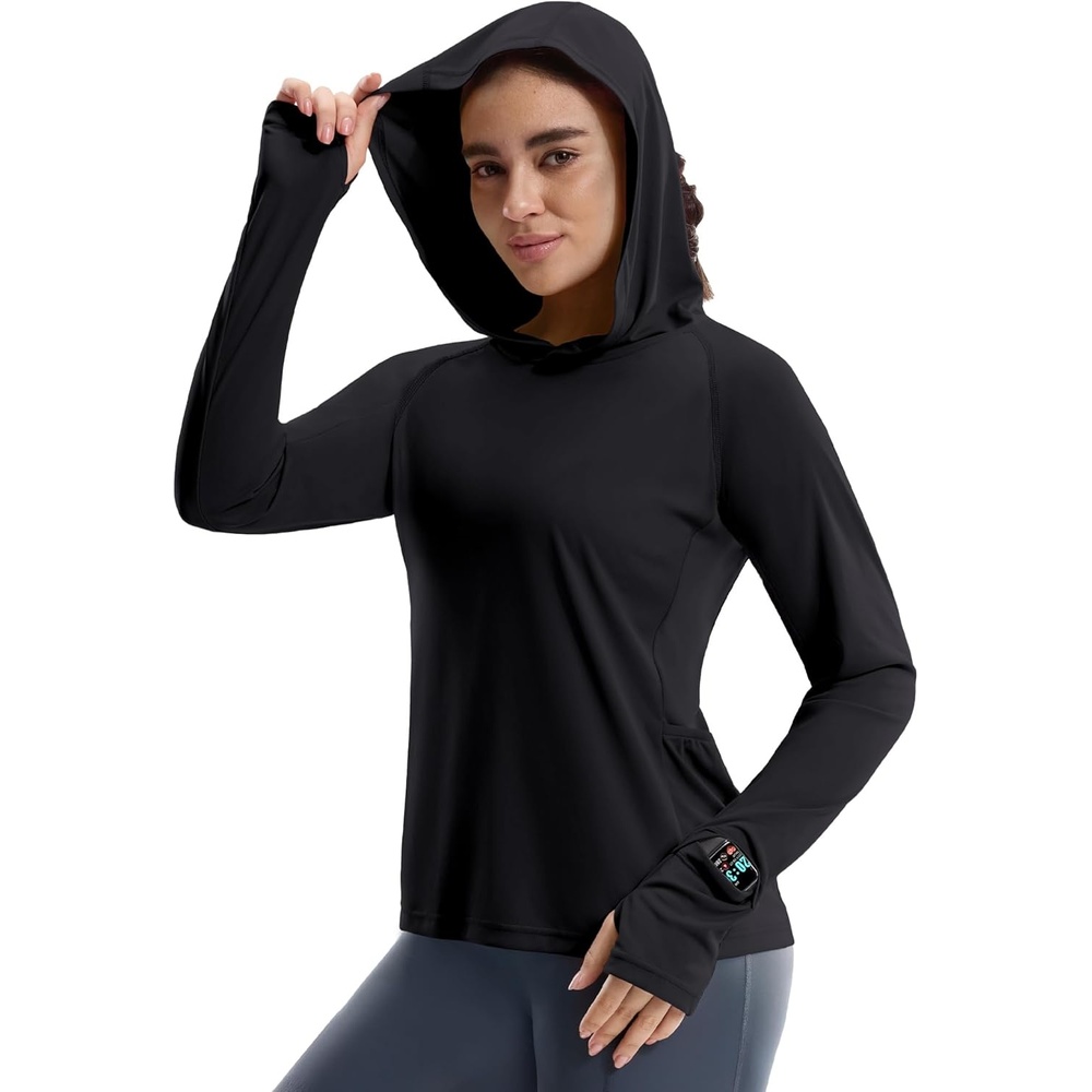 image:imageMIER Long Sleeve Sun Shirt for Women Lightweight UPF 50 UV Sun Protection Hoodie Quick Dry SPF Tops for Summer RunningBlack