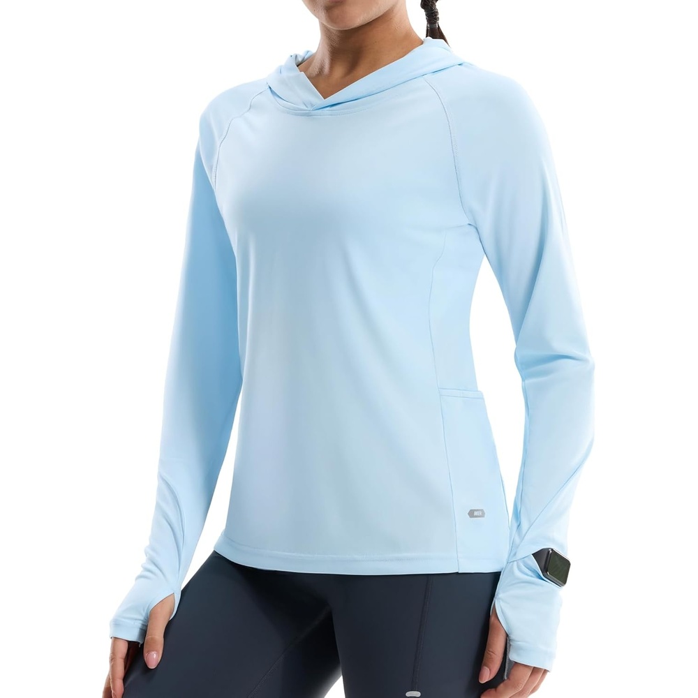 image:imageMIER Long Sleeve Sun Shirt for Women Lightweight UPF 50 UV Sun Protection Hoodie Quick Dry SPF Tops for Summer RunningLight Blue