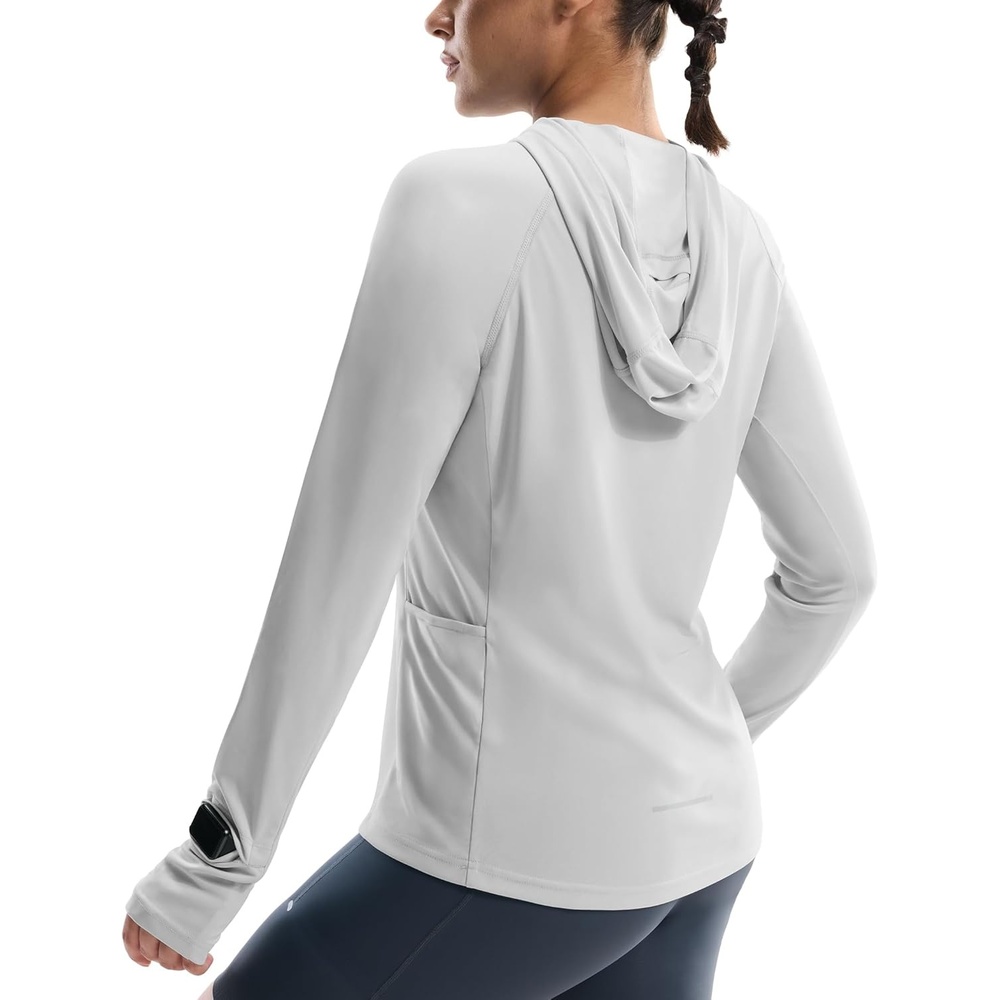 image:imageMIER Long Sleeve Sun Shirt for Women Lightweight UPF 50 UV Sun Protection Hoodie Quick Dry SPF Tops for Summer RunningLight Grey