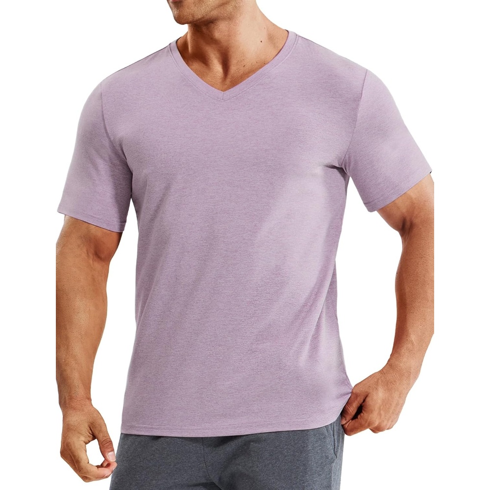 image:imageMIER Mens Dry Fit V Neck TShirts Workout Soft Short Sleeve Moisture Wicking Running Athletic Gym Casual Tee TopsHeather Lavender
