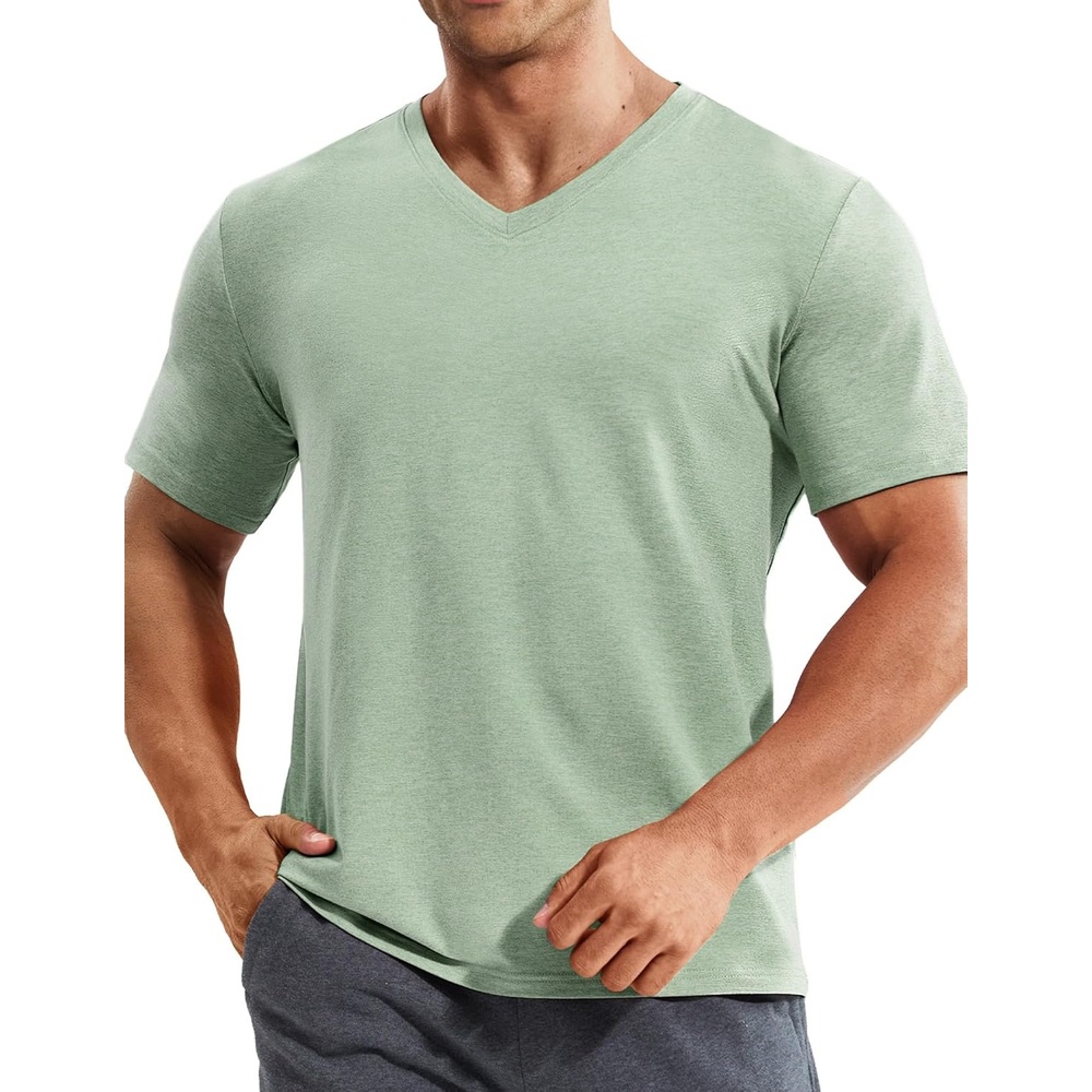 image:imageMIER Mens Dry Fit V Neck TShirts Workout Soft Short Sleeve Moisture Wicking Running Athletic Gym Casual Tee TopsHeather Sage Green