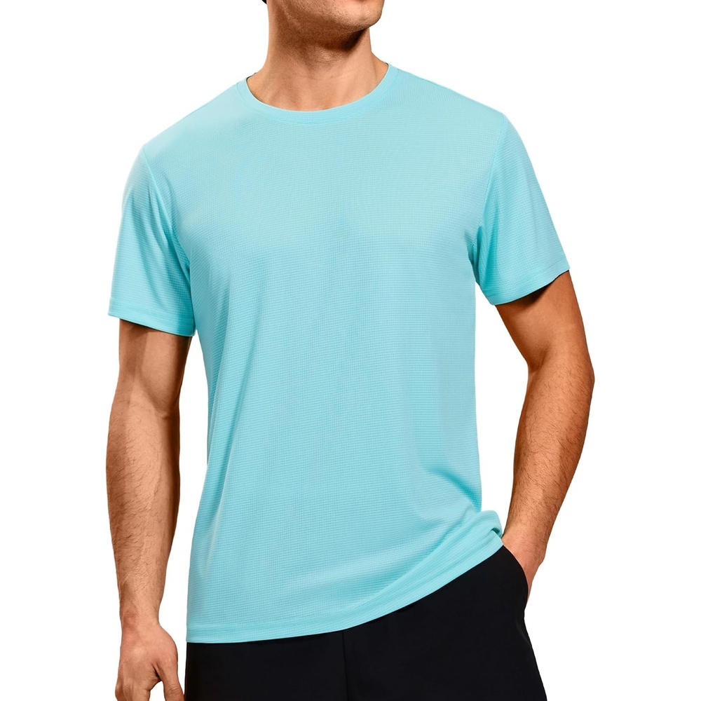 image:imageMIER Mens Dry Fit Workout TShirts Athletic Running Tshirt Short Sleeve Lightweight Airy Gym Sport Tee Shirt Crew NeckAqua