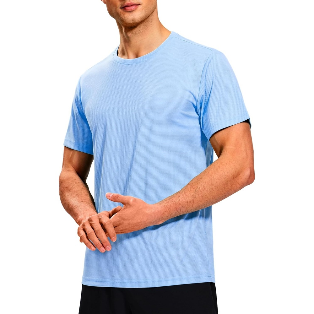 image:imageMIER Mens Dry Fit Workout TShirts Athletic Running Tshirt Short Sleeve Lightweight Airy Gym Sport Tee Shirt Crew NeckLight Blue