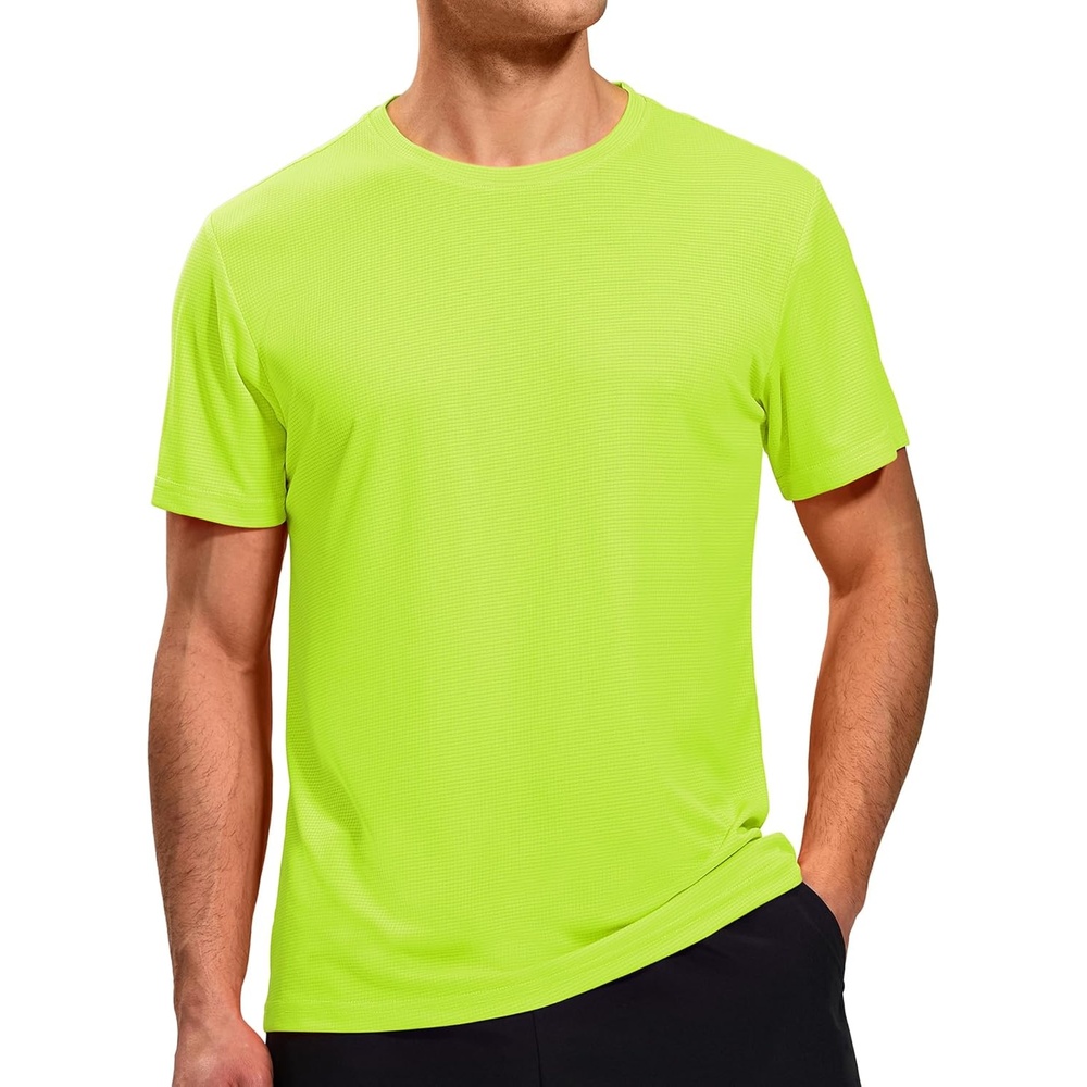 image:imageMIER Mens Dry Fit Workout TShirts Athletic Running Tshirt Short Sleeve Lightweight Airy Gym Sport Tee Shirt Crew NeckNeon Yellow