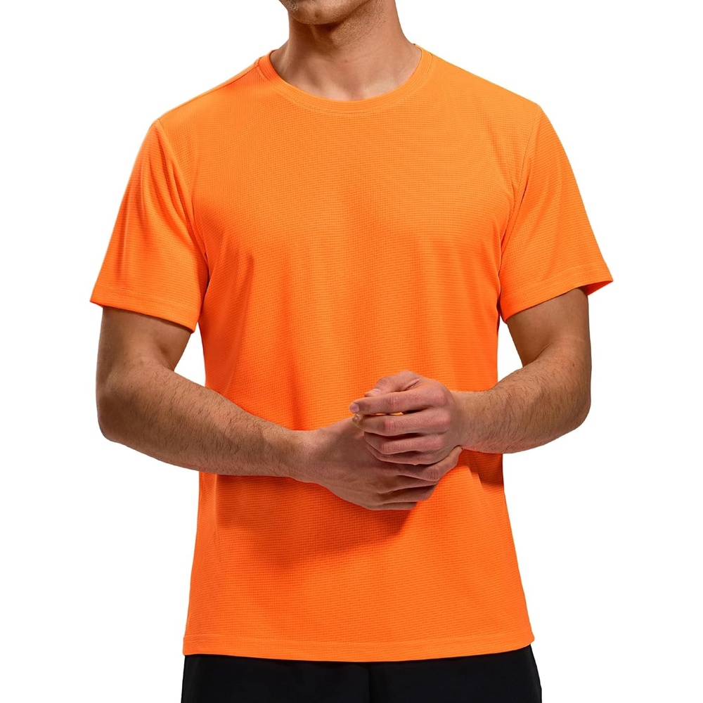image:imageMIER Mens Dry Fit Workout TShirts Athletic Running Tshirt Short Sleeve Lightweight Airy Gym Sport Tee Shirt Crew NeckOrange