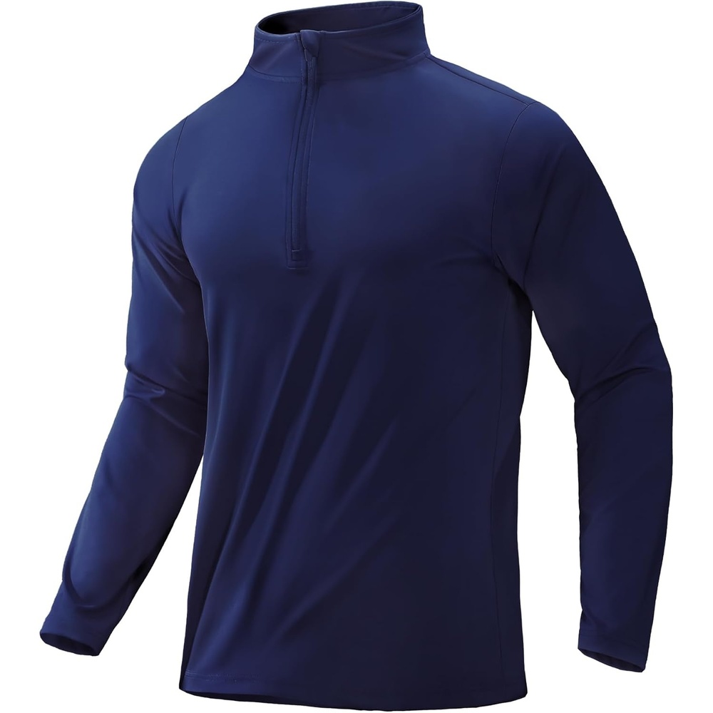 image:imageMIER Mens Quarter Zip Pullover Dry Fit Lightweight 14 Zip Long Sleeve Shirts for Athletic Running Golf Hiking UPF 50Navy