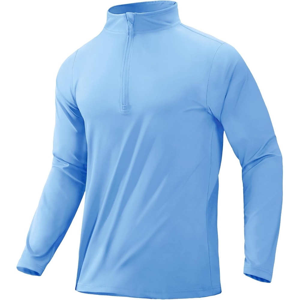 image:imageMIER Mens Quarter Zip Pullover Dry Fit Lightweight 14 Zip Long Sleeve Shirts for Athletic Running Golf Hiking UPF 50Sky Blue