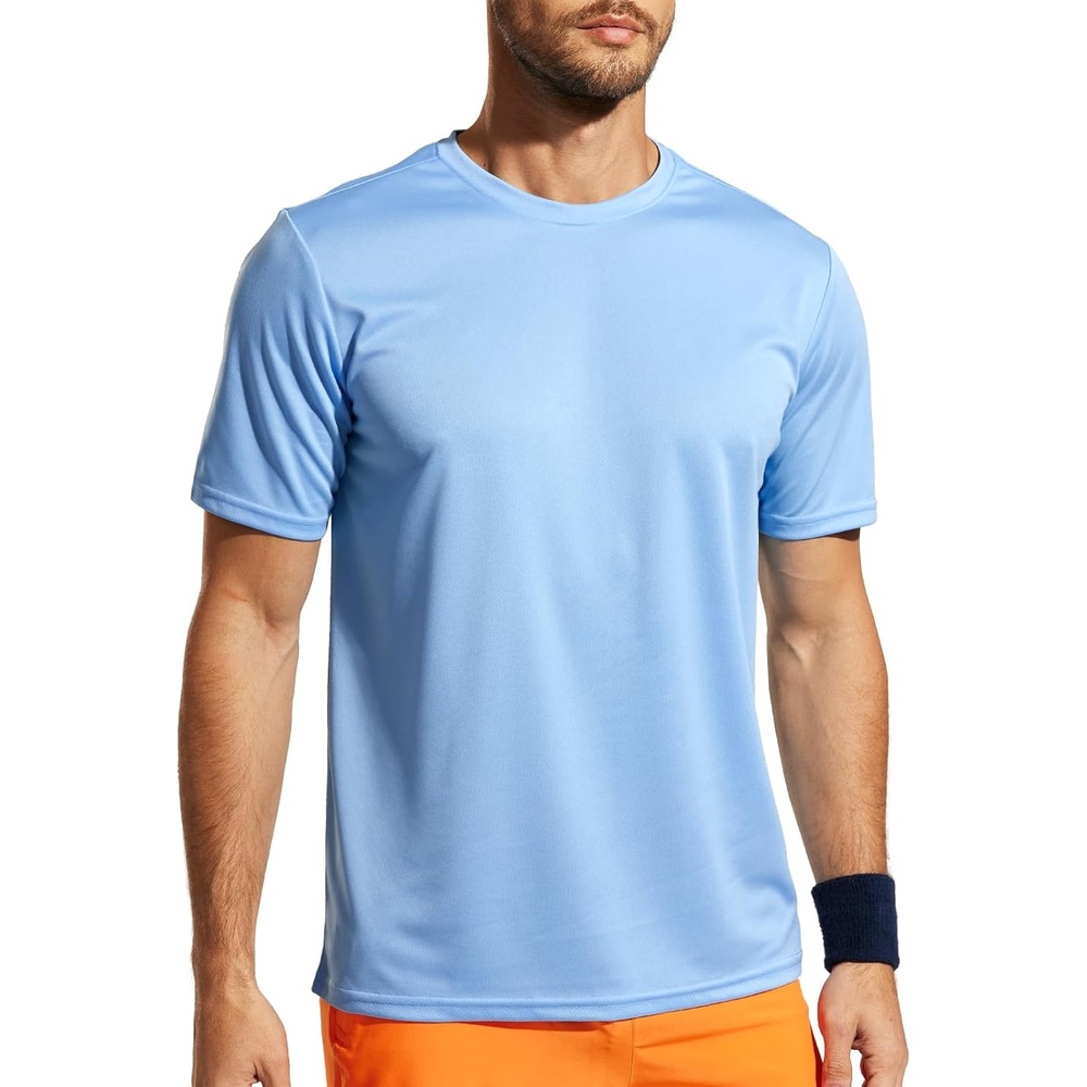 image:imageMIER Mens Quick Dry Workout Shirts Moisture Wicking Running Athletic Performance TShirts Recycled Polyester Top TeeBlue Crewneck