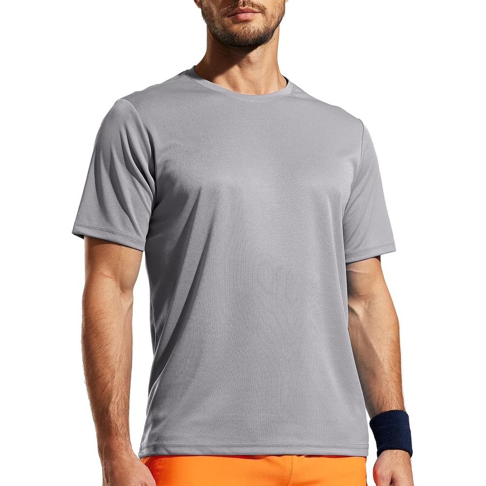 image:imageMIER Mens Quick Dry Workout Shirts Moisture Wicking Running Athletic Performance TShirts Recycled Polyester Top TeeGrey Crewneck