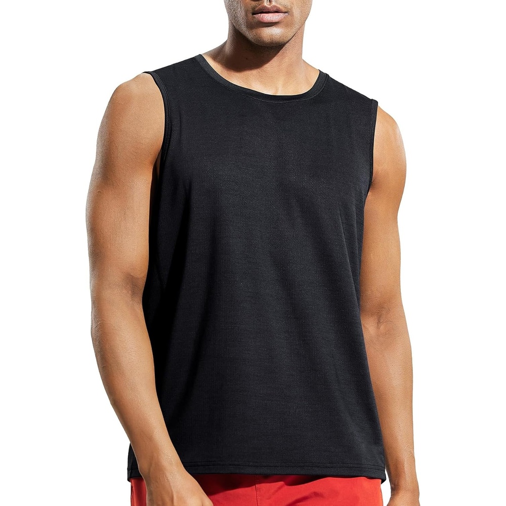 image:imageMIER Mens Sleeveless Tank Top Dry Fit Workout Muscle Tee Shirt for Running Athletic Gym Sports Training Moisture WickingBlack
