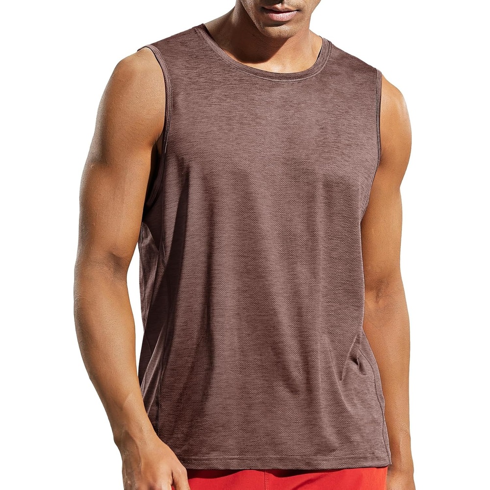image:imageMIER Mens Sleeveless Tank Top Dry Fit Workout Muscle Tee Shirt for Running Athletic Gym Sports Training Moisture WickingHeather Deep Brown
