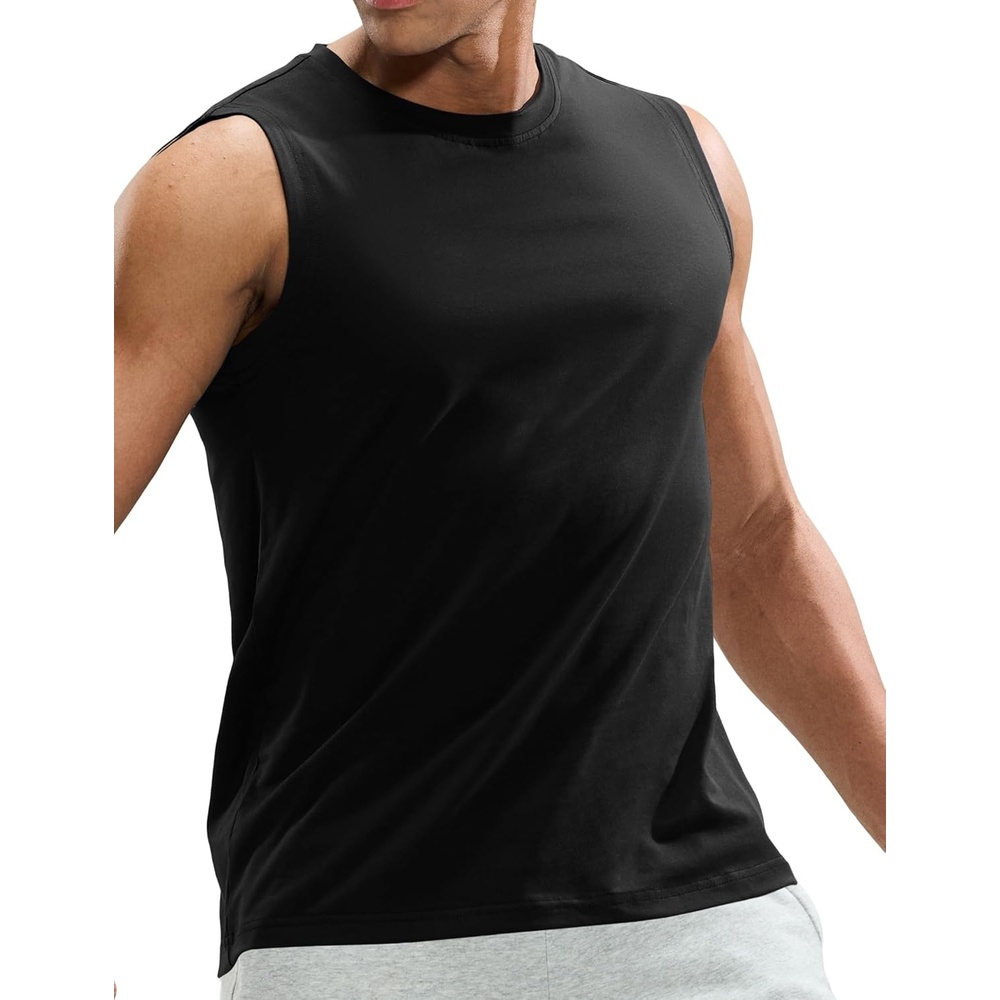image:imageMIER Mens Tank Tops Cotton Sleeveless Muscle Shirts for Workout Running Athletic Gym Lounge Casual BreathableBlack