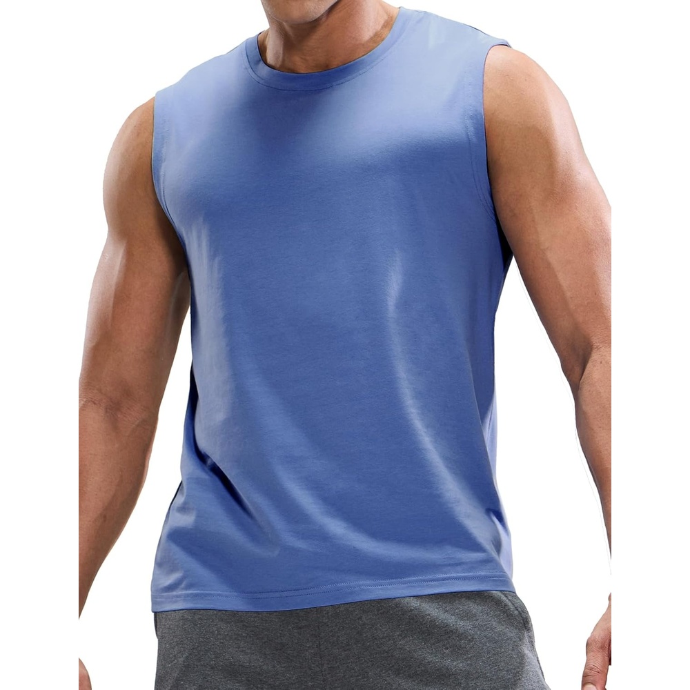 image:imageMIER Mens Tank Tops Cotton Sleeveless Muscle Shirts for Workout Running Athletic Gym Lounge Casual BreathableDusty Blue