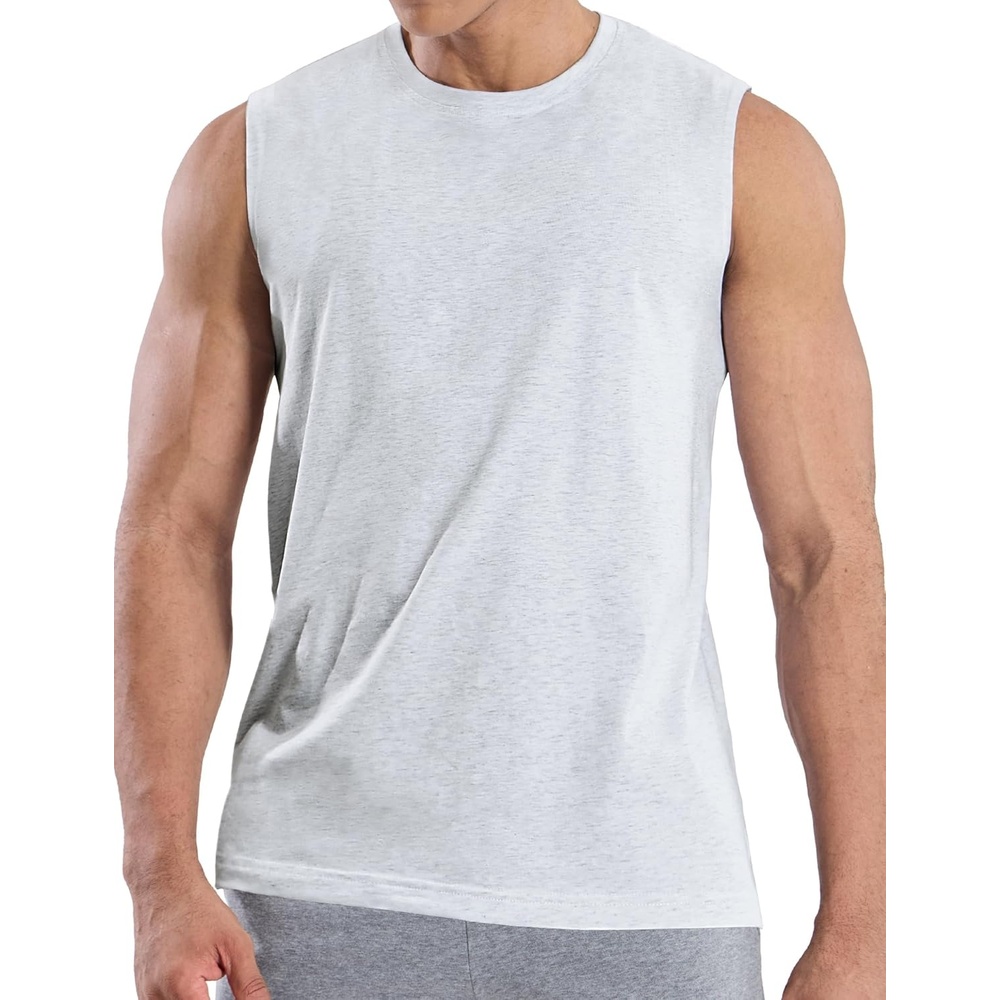 image:imageMIER Mens Tank Tops Cotton Sleeveless Muscle Shirts for Workout Running Athletic Gym Lounge Casual BreathableHeather Beige