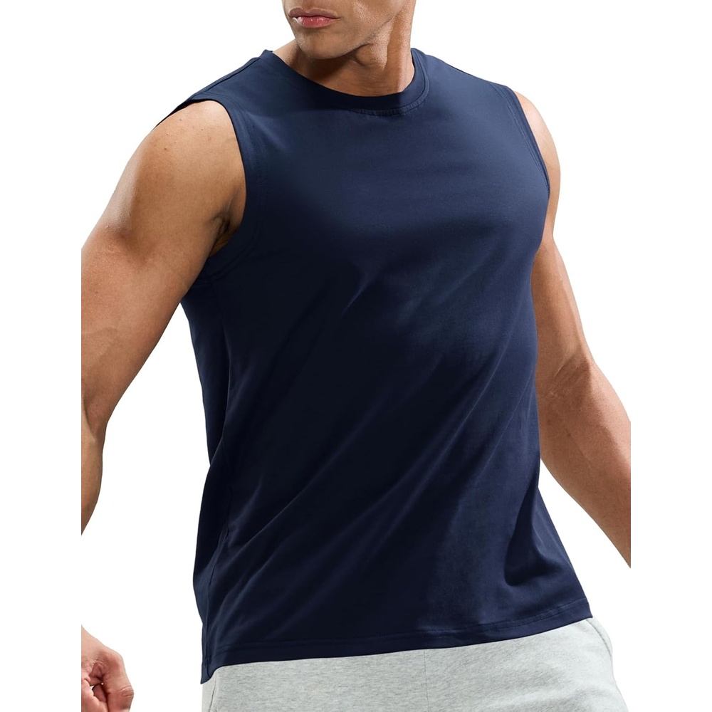 image:imageMIER Mens Tank Tops Cotton Sleeveless Muscle Shirts for Workout Running Athletic Gym Lounge Casual BreathableNavy