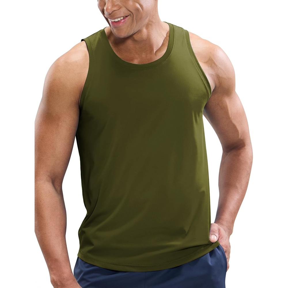 image:imageMIER Mens Tank Tops Workout Sleeveless Tee Shirts Muscle Athletic Gym Running Beach Tanks for Men Quick DryArmy Green