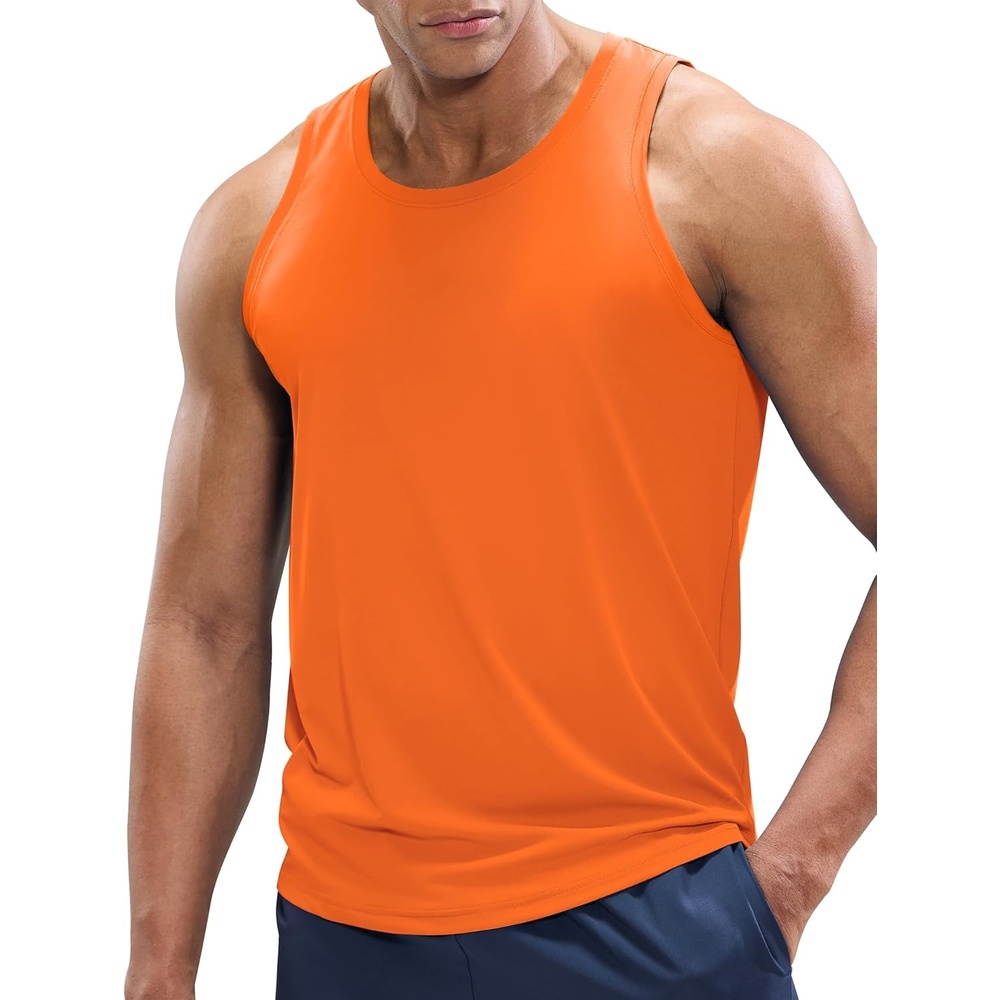 image:imageMIER Mens Tank Tops Workout Sleeveless Tee Shirts Muscle Athletic Gym Running Beach Tanks for Men Quick DryOrange
