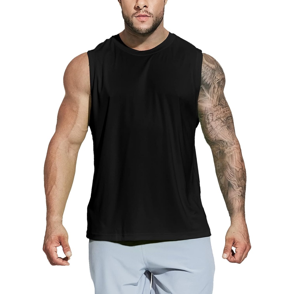 image:imageMIER Mens Workout Tank Tops UPF 50 Swim Shirts Quick Dry Running Sleeveless UV Protection Muscle TeesBlack