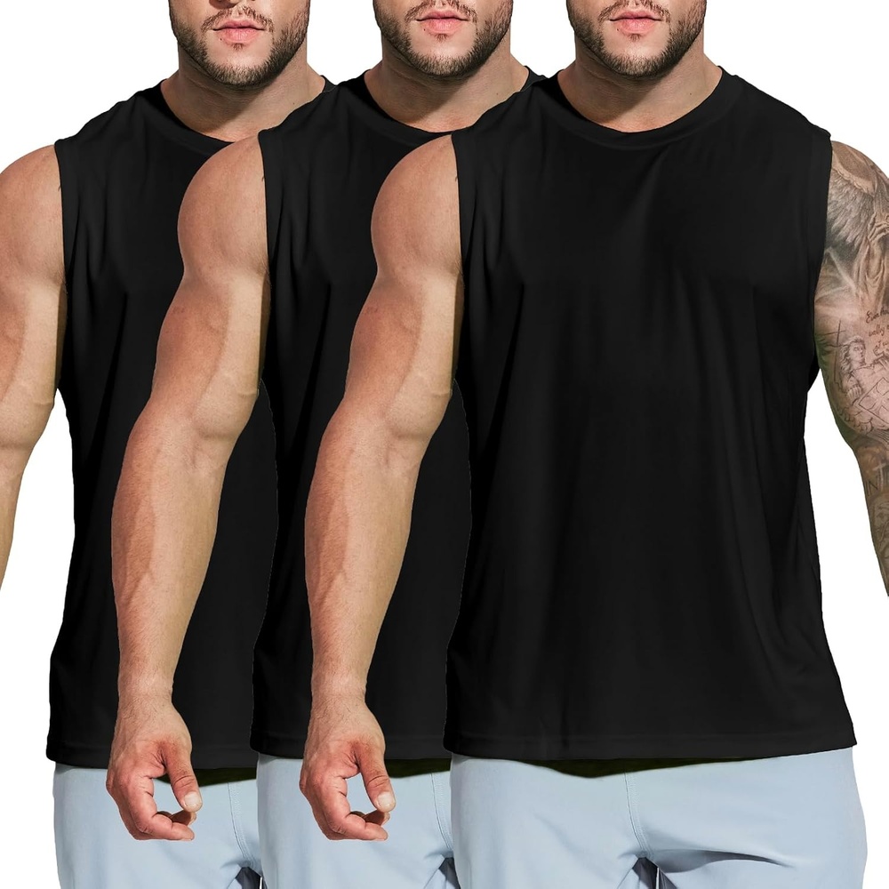 image:imageMIER Mens Workout Tank Tops UPF 50 Swim Shirts Quick Dry Running Sleeveless UV Protection Muscle TeesBlackBlackBlack