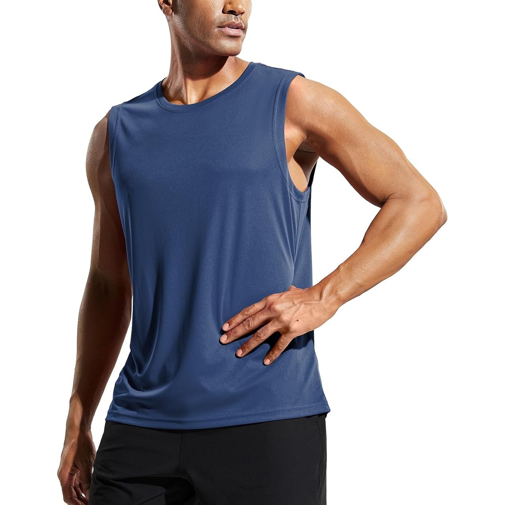 image:imageMIER Mens Workout Tank Tops UPF 50 Swim Shirts Quick Dry Running Sleeveless UV Protection Muscle TeesDark Blue