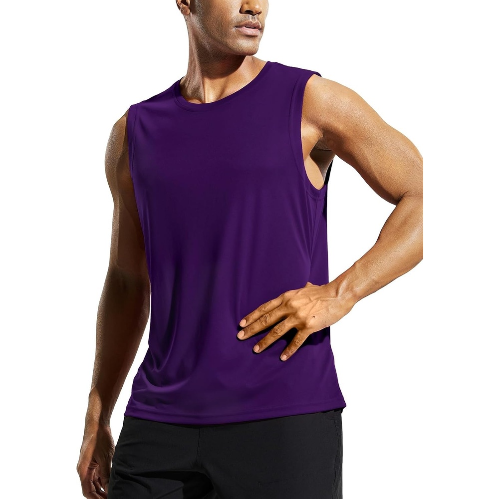 image:imageMIER Mens Workout Tank Tops UPF 50 Swim Shirts Quick Dry Running Sleeveless UV Protection Muscle TeesDeep Purple