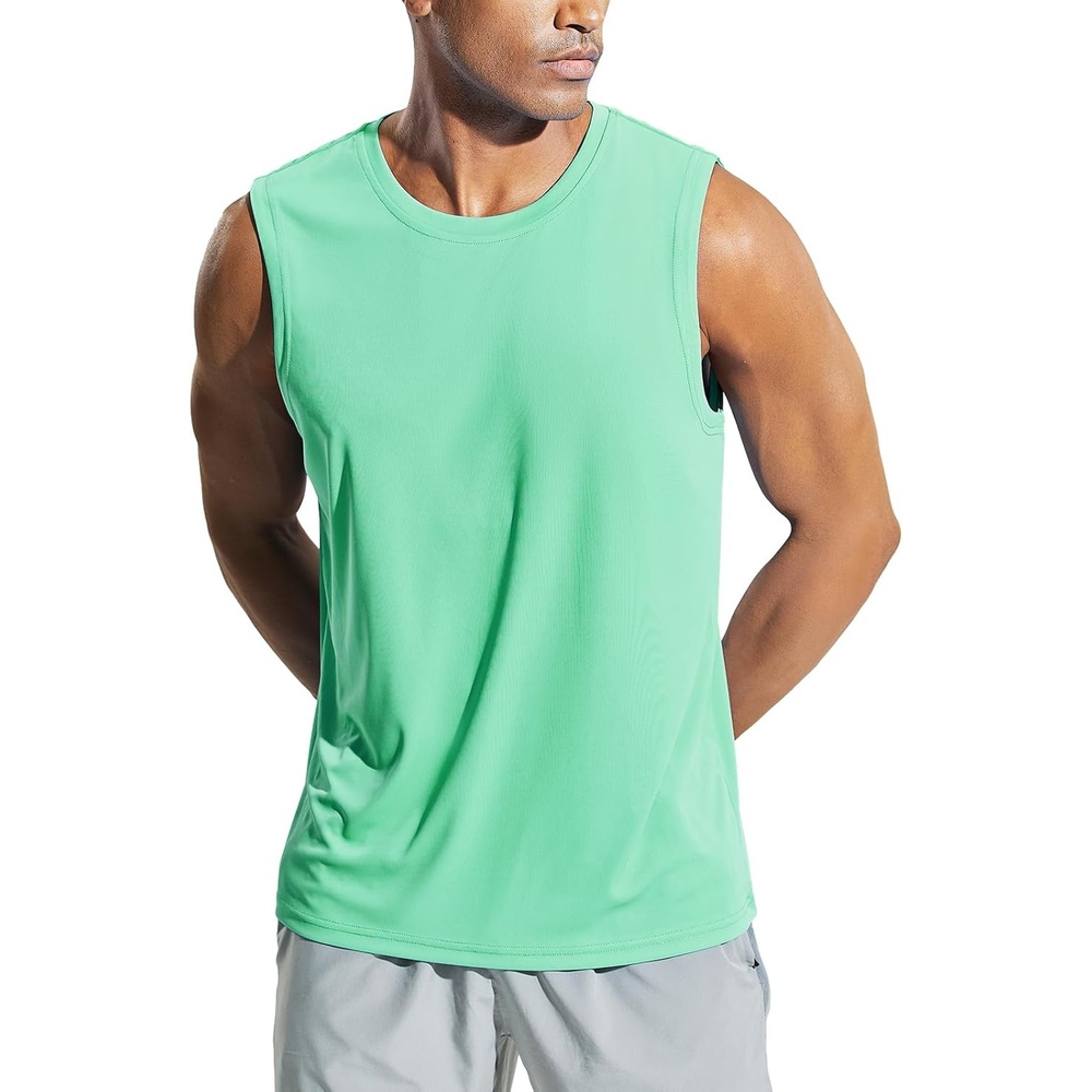 image:imageMIER Mens Workout Tank Tops UPF 50 Swim Shirts Quick Dry Running Sleeveless UV Protection Muscle TeesLight Green