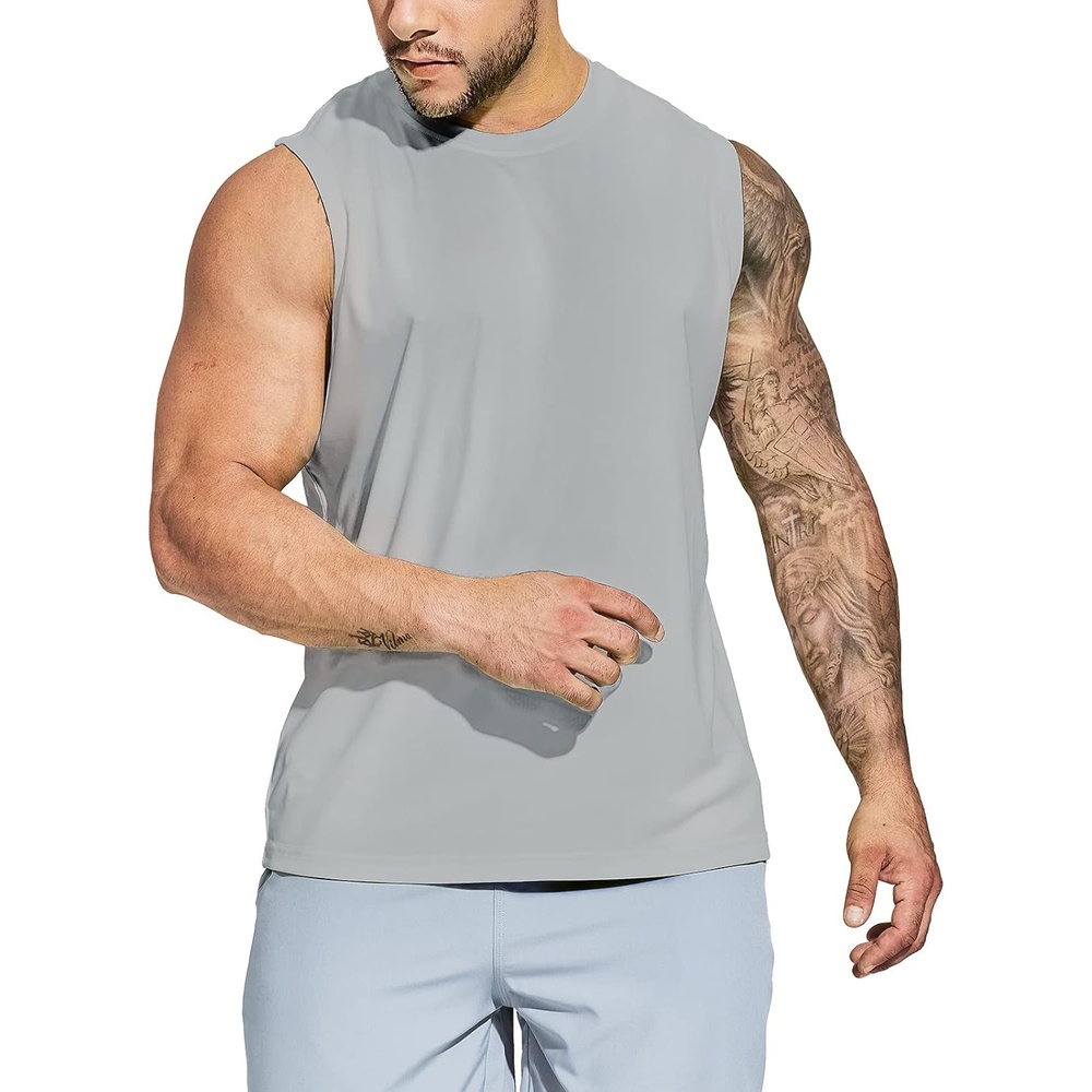 image:imageMIER Mens Workout Tank Tops UPF 50 Swim Shirts Quick Dry Running Sleeveless UV Protection Muscle TeesLight Grey